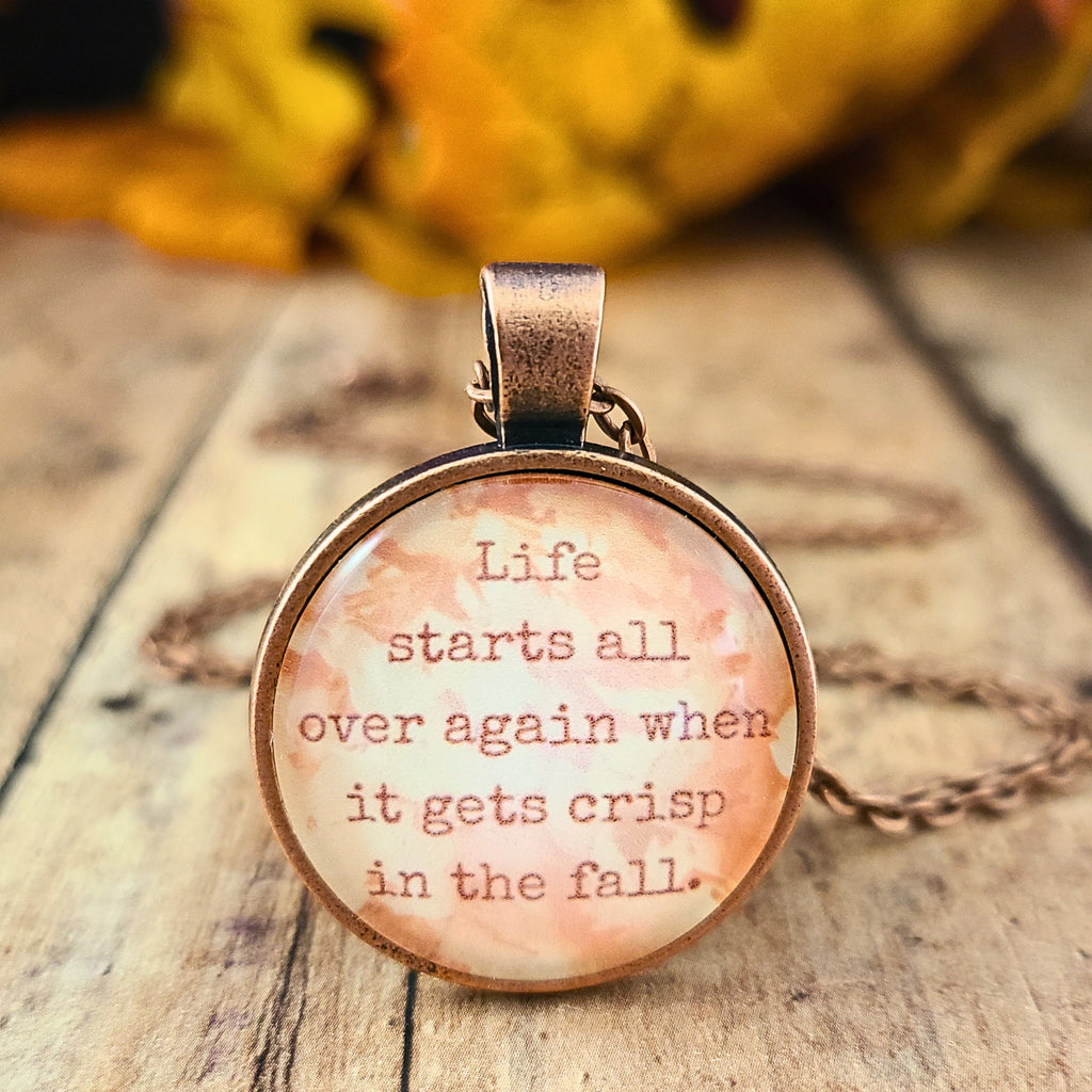 F Scott Fitzgerald Necklace, Great Gatsby Quote, Life Starts All Over Again in Fall