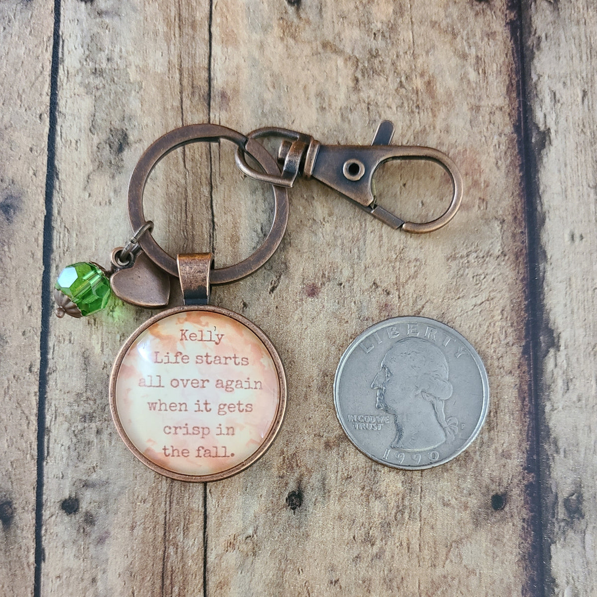 F Scott Fitzgerald Necklace, Great Gatsby Quote, Life Starts All Over Again in Fall