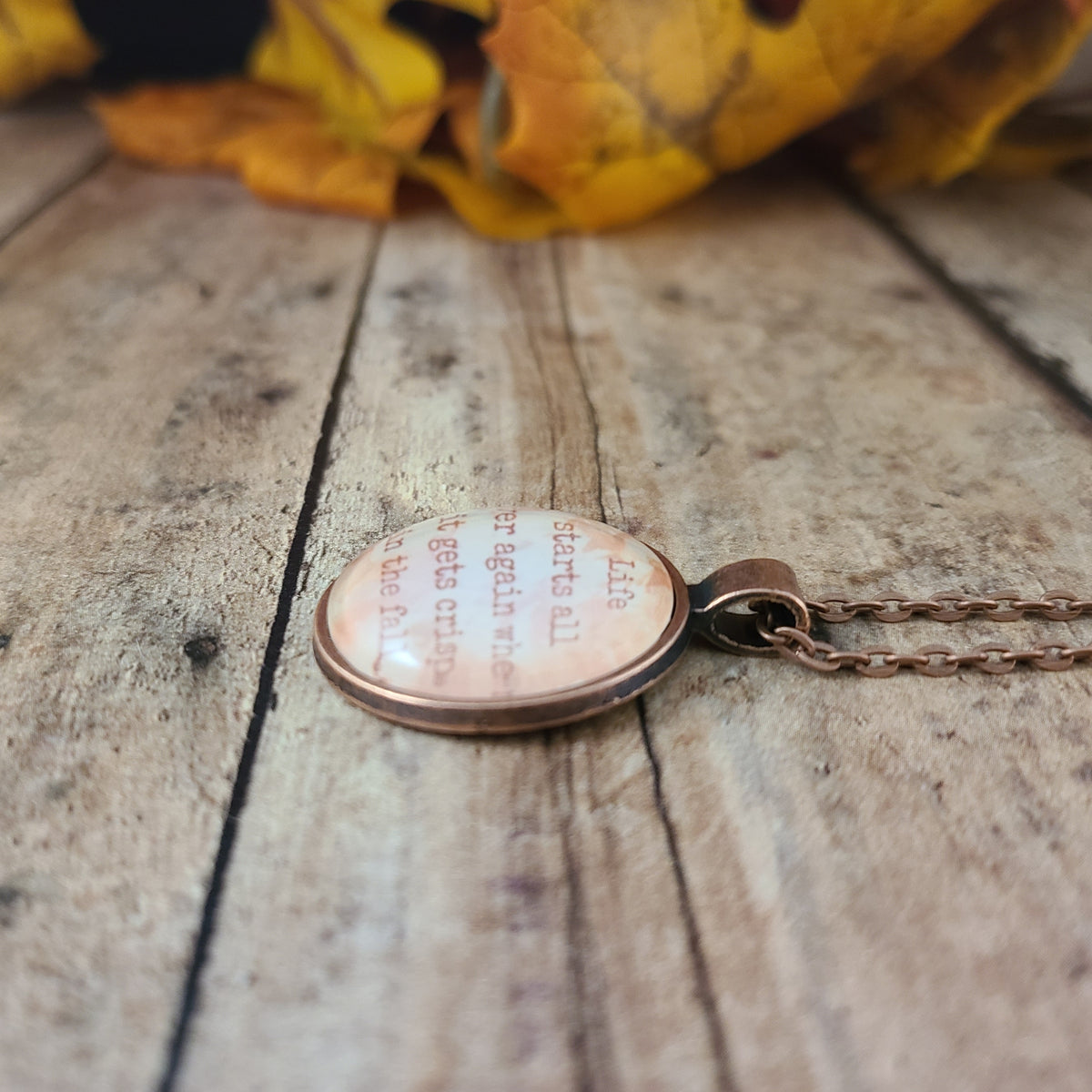 F Scott Fitzgerald Necklace, Great Gatsby Quote, Life Starts All Over Again in Fall