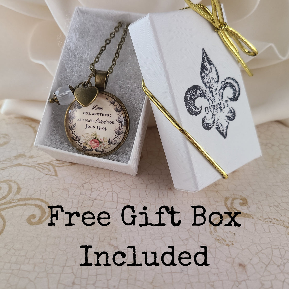Bible Verse Necklace or Keychain, Love One Another As I Have Loved You, John 13 34 Floral Scripture Pendant, Christian Gift, Personalized