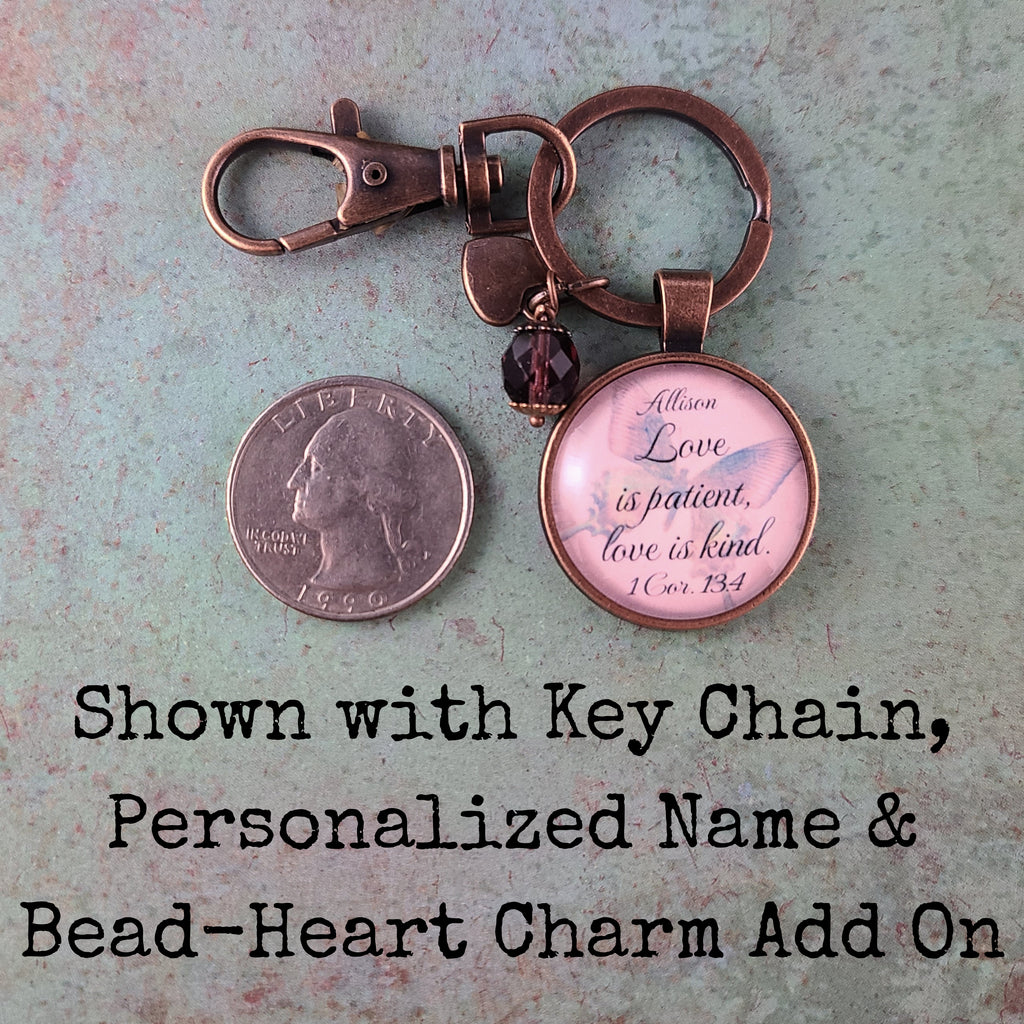 Love is Patient Love is Kind Necklace or Keychain  1 Corinthians 13:4 Bible Verse Wedding Gift Christian Gift