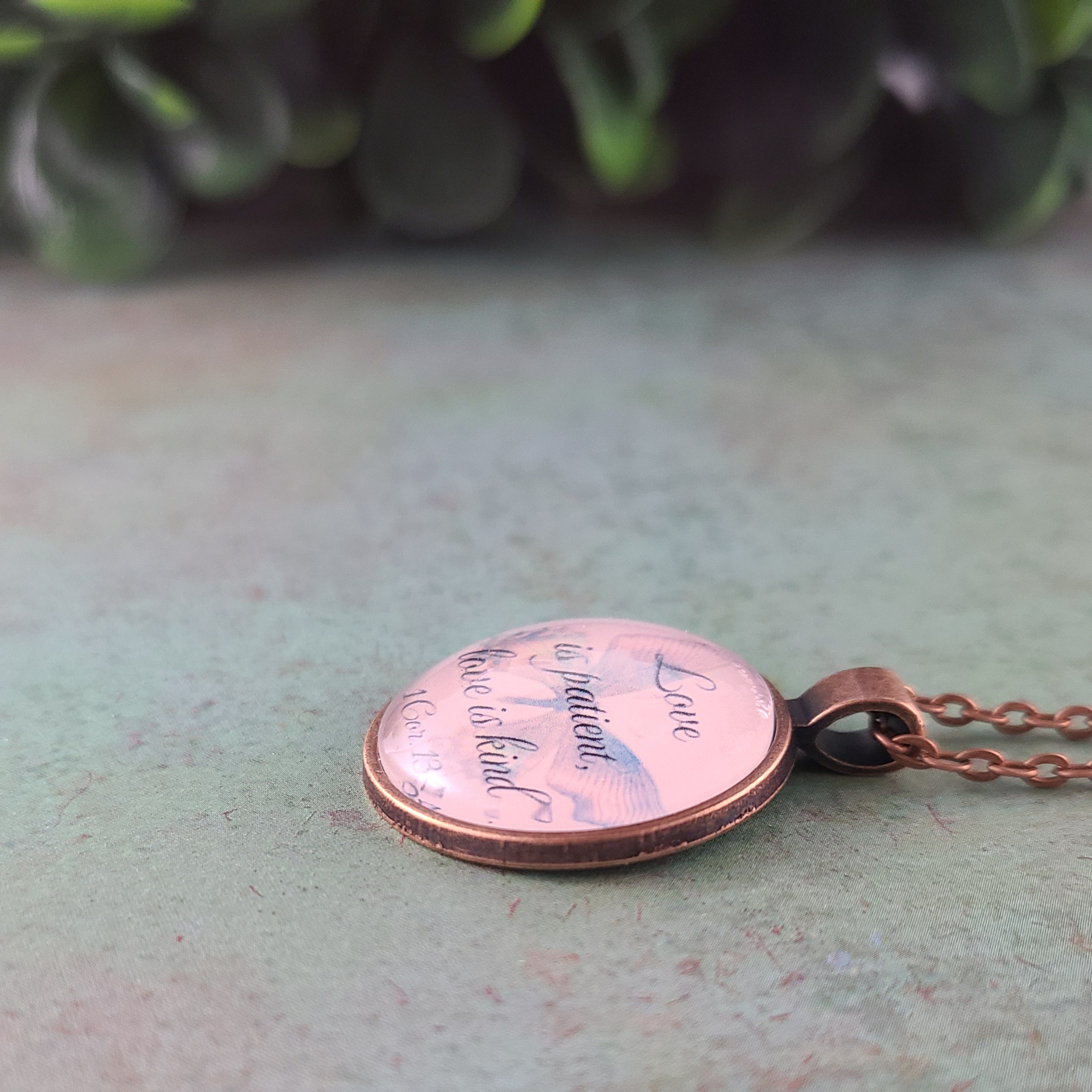 Love is Patient Love is Kind Necklace or Keychain  1 Corinthians 13:4 Bible Verse Wedding Gift Christian Gift
