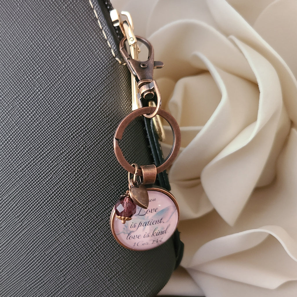 Love is Patient Love is Kind Necklace or Keychain  1 Corinthians 13:4 Bible Verse Wedding Gift Christian Gift