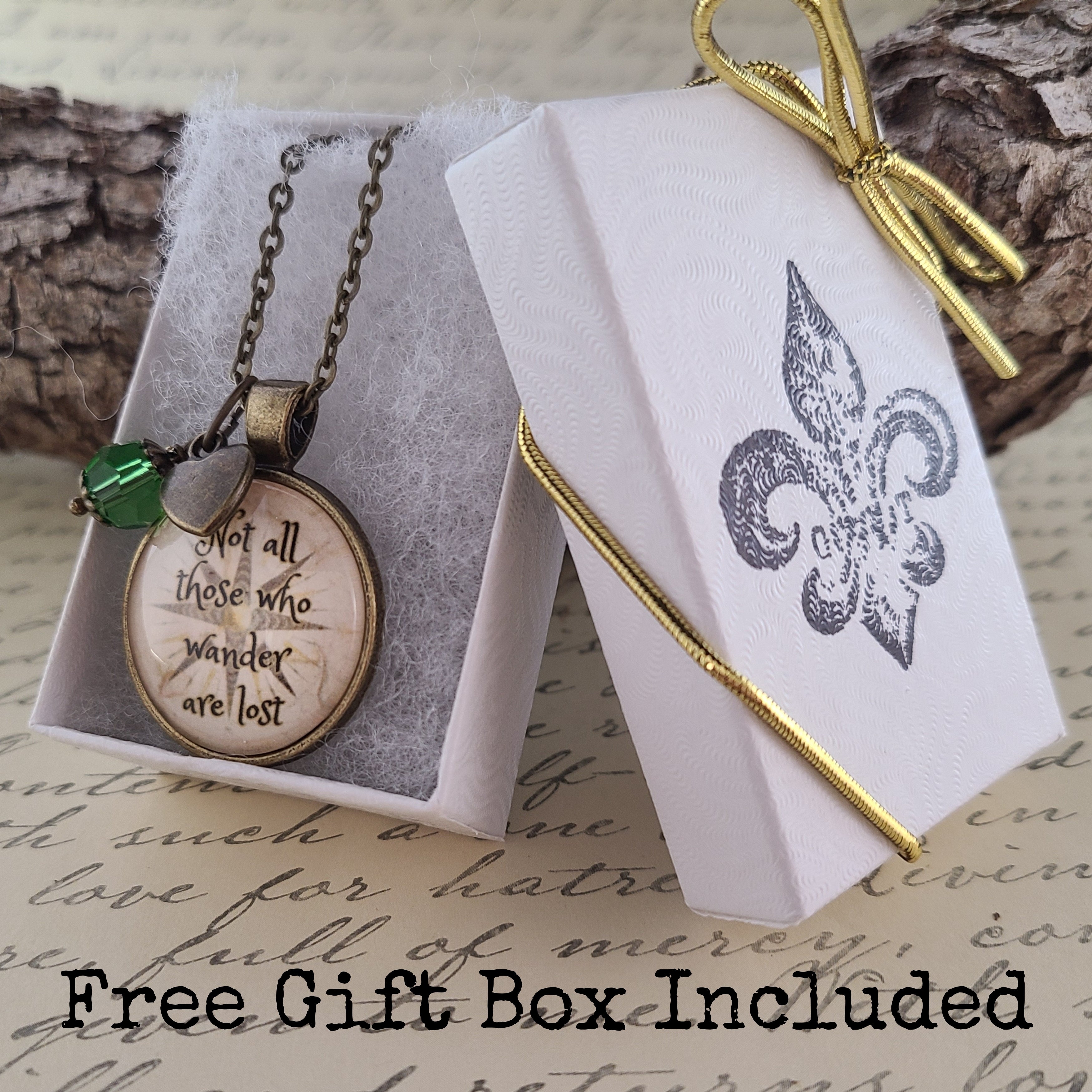 Not All Those Who Wander Are Lost — Tolkien Quote Necklace or Keychain LOTR Literary Gift