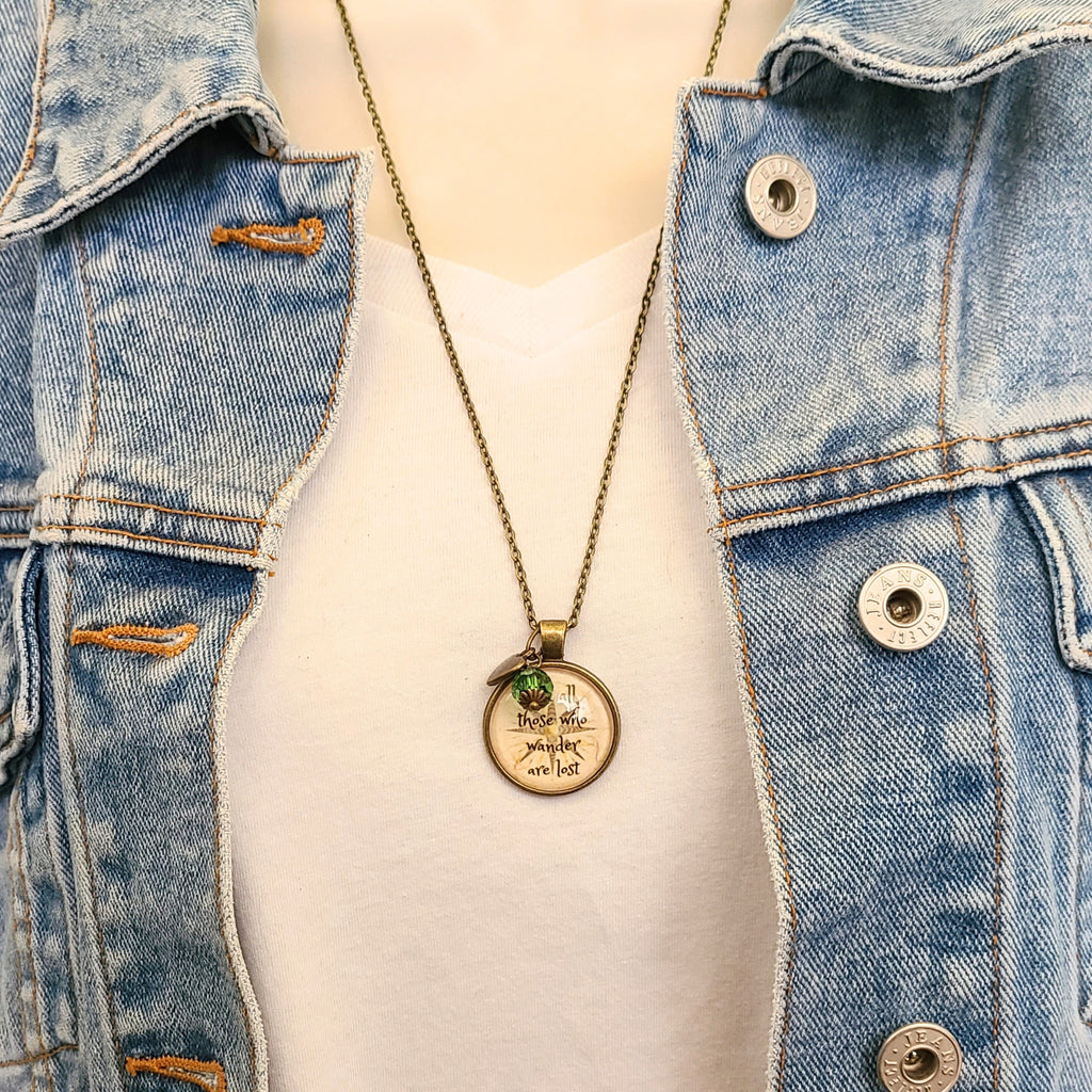 Not All Those Who Wander Are Lost — Tolkien Quote Necklace or Keychain LOTR Literary Gift