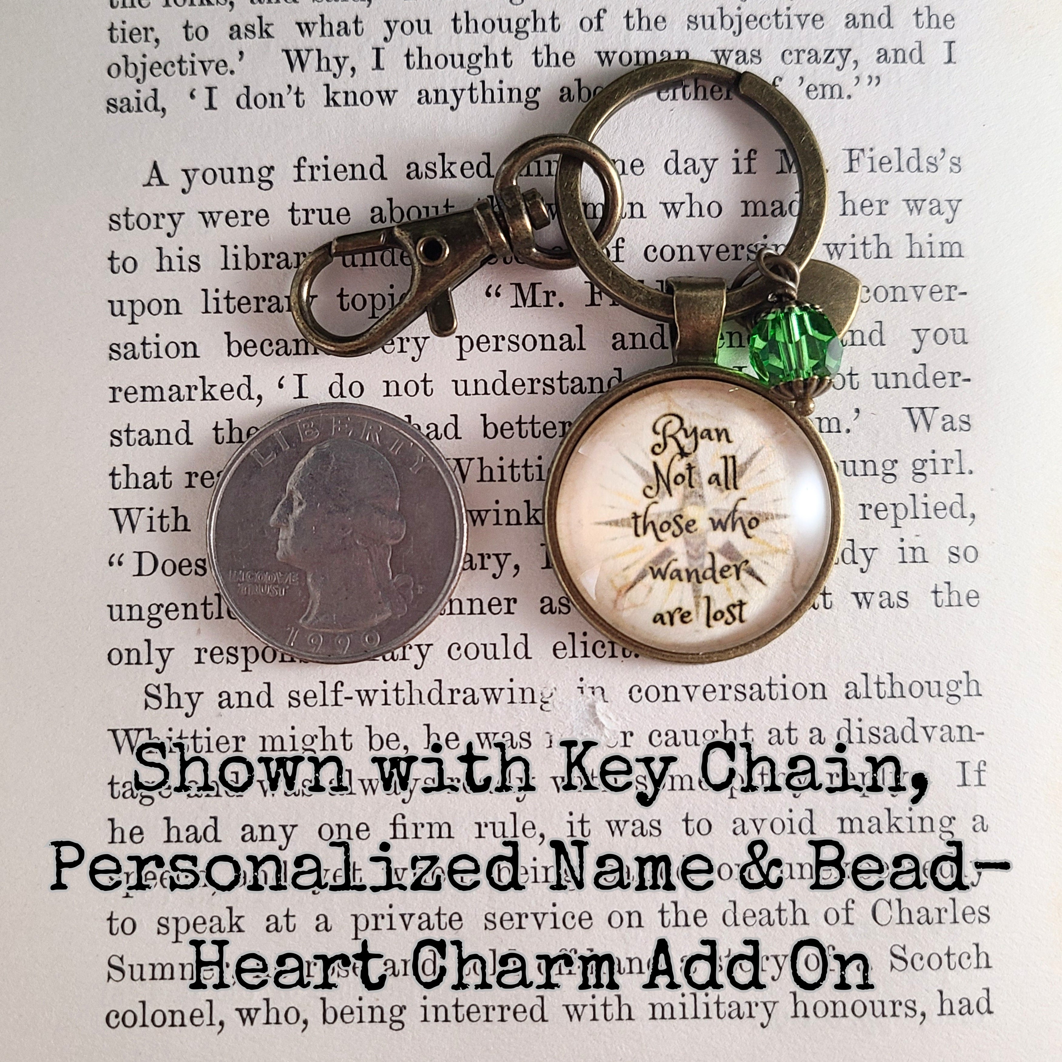 Not All Those Who Wander Are Lost — Tolkien Quote Necklace or Keychain LOTR Literary Gift