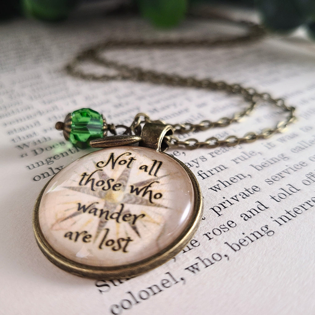 Not All Those Who Wander Are Lost — Tolkien Quote Necklace or Keychain LOTR Literary Gift