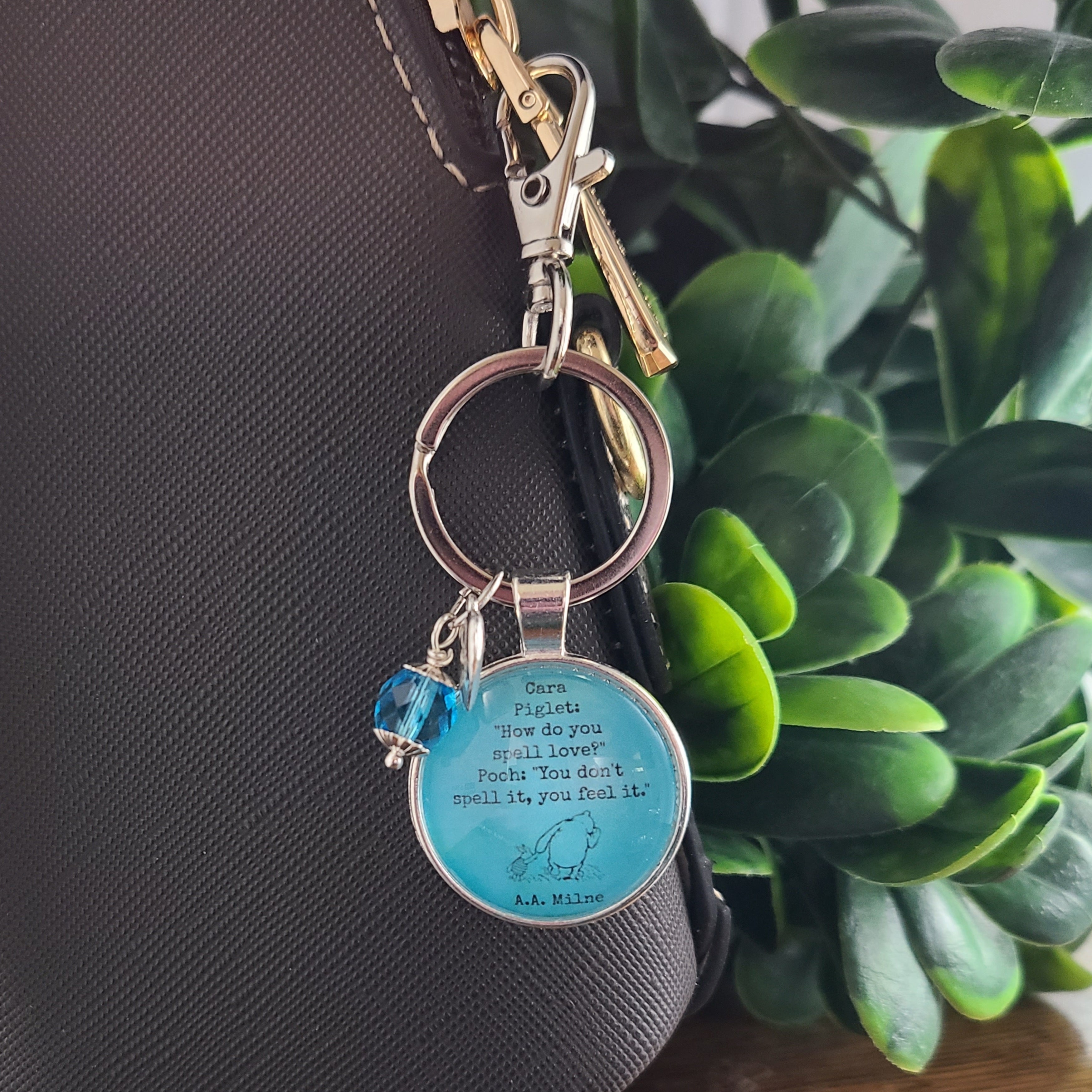 Winnie the Pooh and Piglet Love Quote Necklace or Keychain — How Do You Spell Love AA Milne Gift