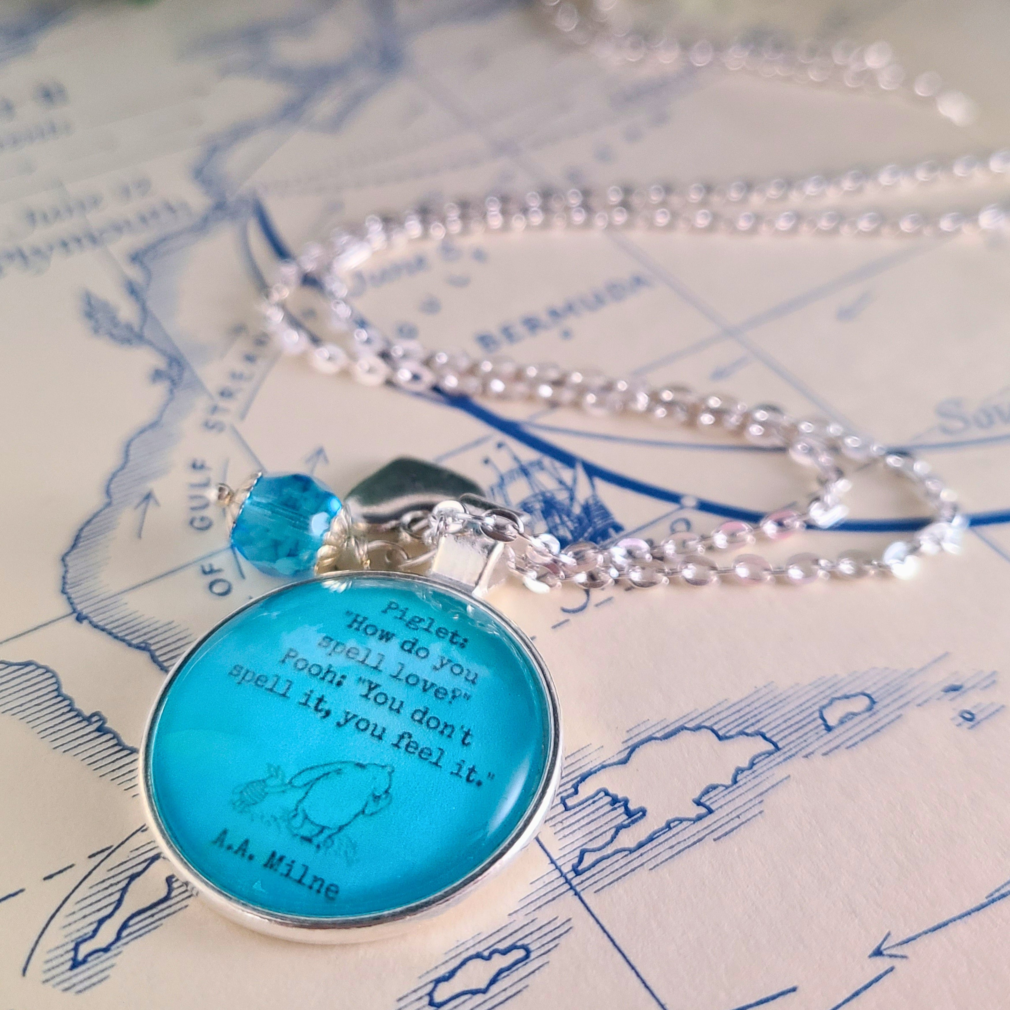Winnie the Pooh and Piglet Love Quote Necklace or Keychain — How Do You Spell Love AA Milne Gift