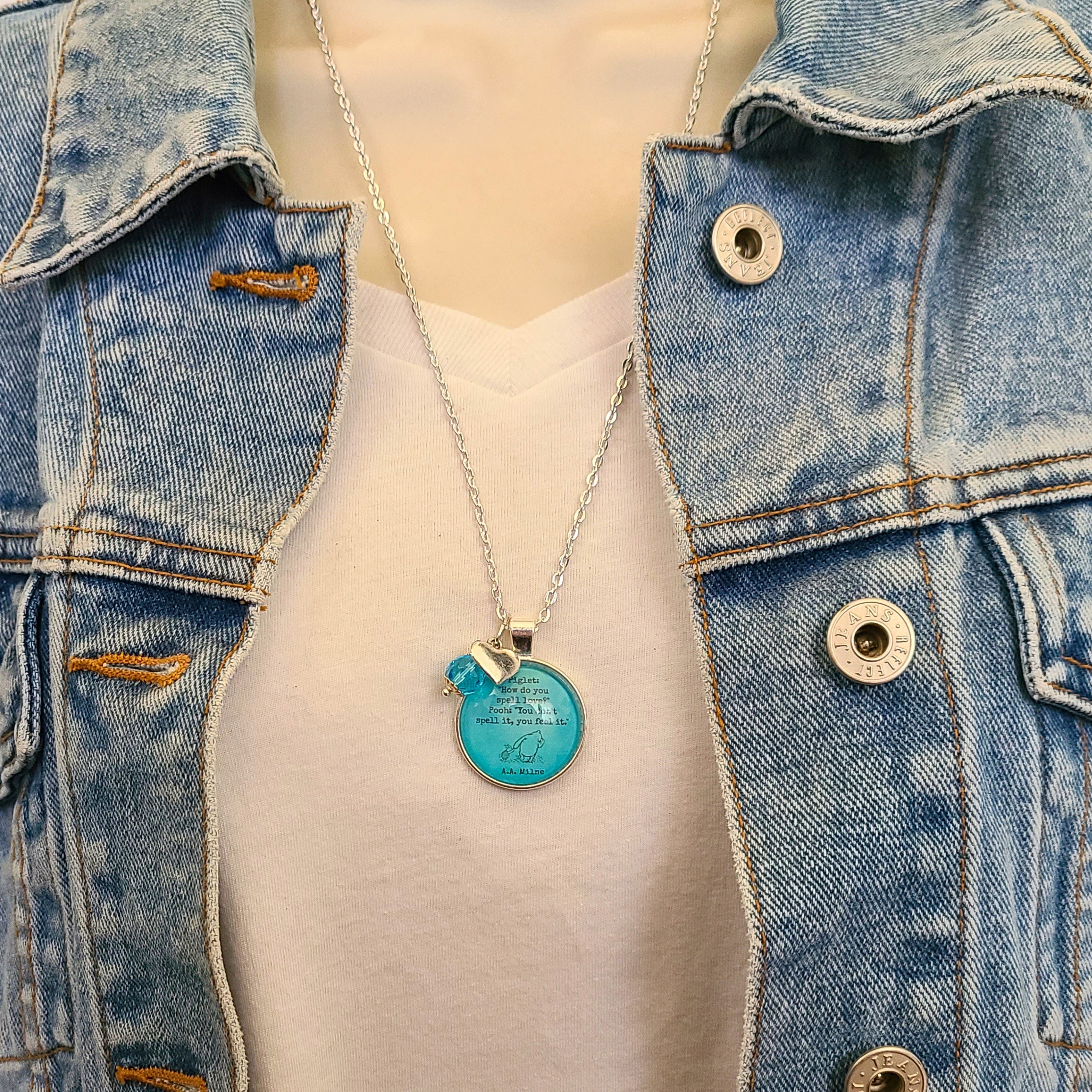 Winnie the Pooh and Piglet Love Quote Necklace or Keychain — How Do You Spell Love AA Milne Gift
