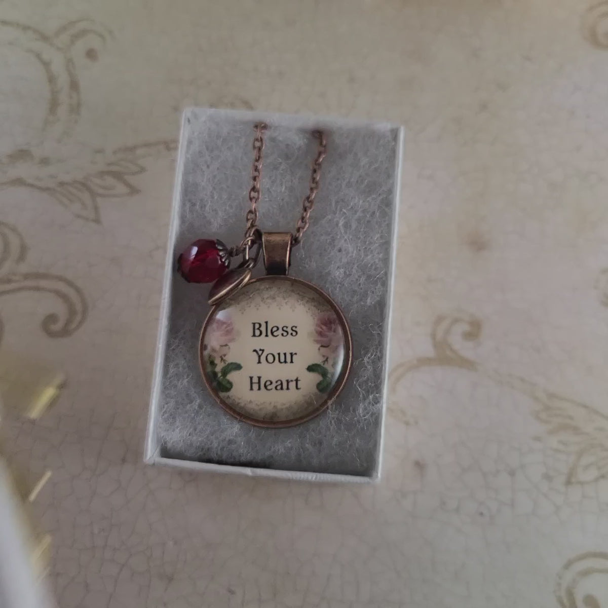 Bless Your Heart Necklace or Keychain, Southern Saying Vintage Floral Rose Pendant, Funny Southern Gift for Women, Personalized Name