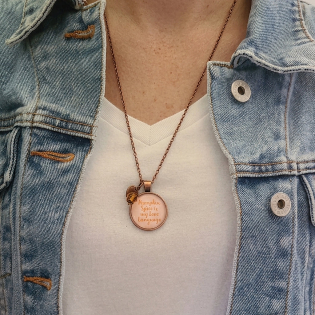 Pumpkin Spice Necklace, Pumpkin Spice Is My Love Language, Fall Quote Pendant