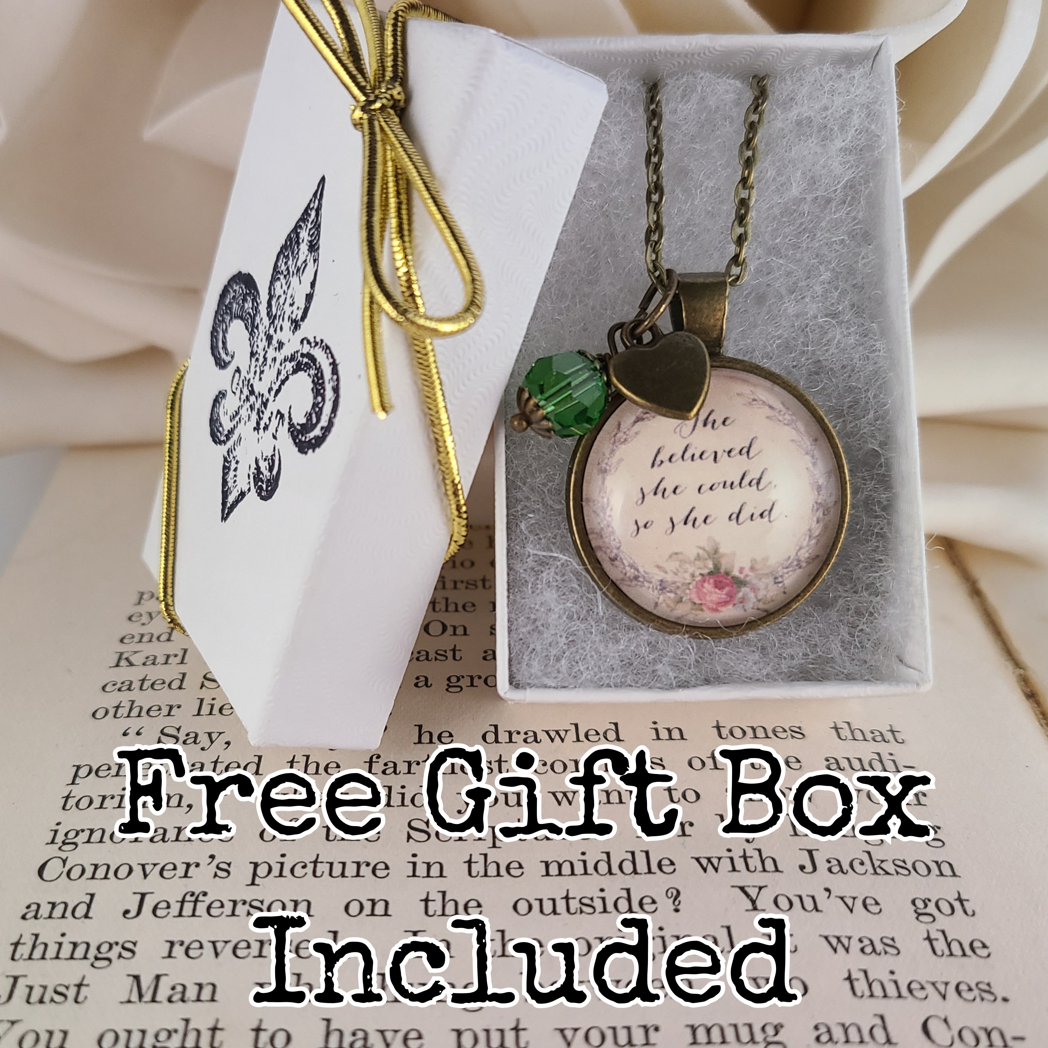 She Believed She Could So She Did Necklace or Keychain — Inspirational Quote Pendant