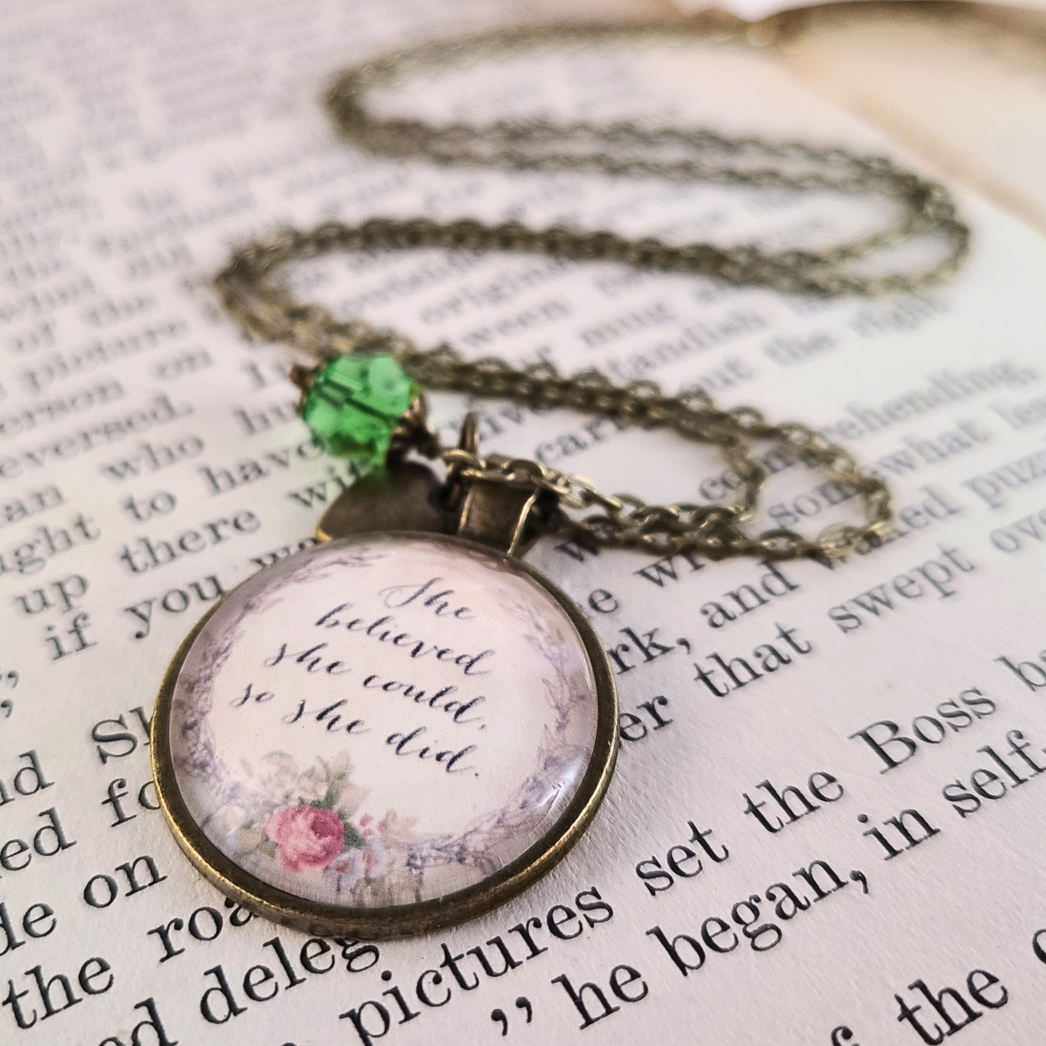 She Believed She Could So She Did Necklace or Keychain — Inspirational Quote Pendant