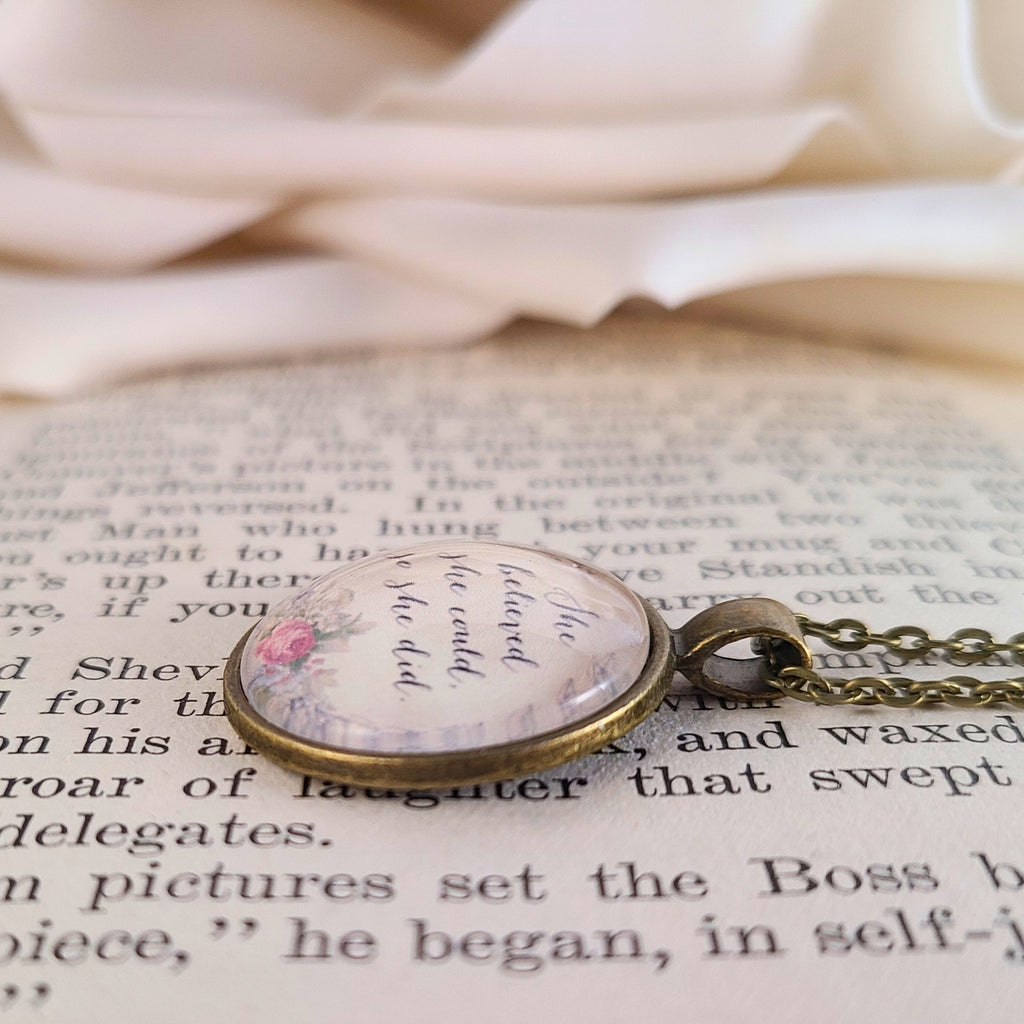 She Believed She Could So She Did Necklace or Keychain — Inspirational Quote Pendant