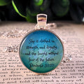 She Is Clothed in Strength and Dignity Necklace or Keychain | Proverbs 31:25 Bible Verse | Christian Scripture Gift for Her | Personalized