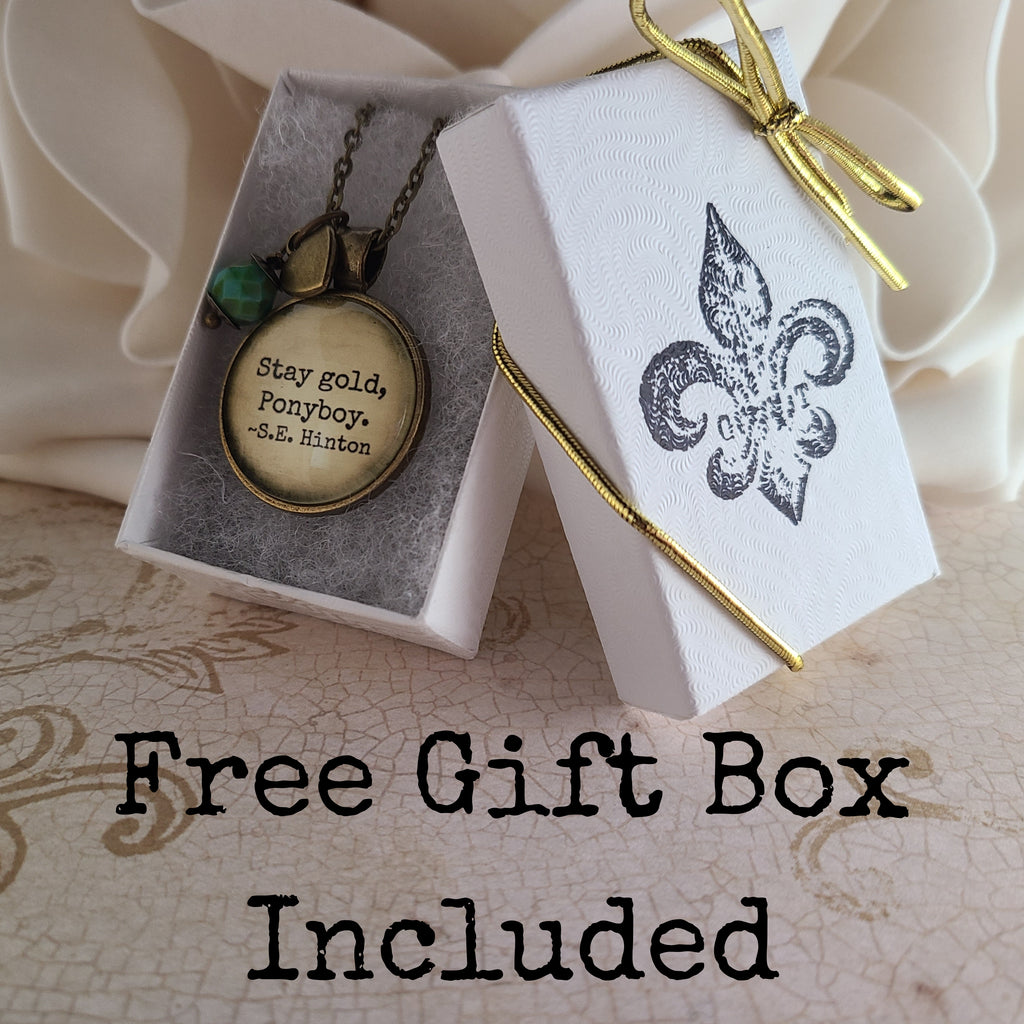 S.E. Hinton Quote Necklace or Keychain, Stay Gold Ponyboy, Outsiders Vintage Paper Pendant, Graduation Friendship Gift, Personalized Name