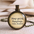 S.E. Hinton Quote Necklace or Keychain, Stay Gold Ponyboy, Outsiders Vintage Paper Pendant, Graduation Friendship Gift, Personalized Name