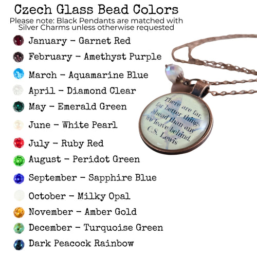 C.S. Lewis Quote Necklace or Keychain, There Are Far Far Better Things Ahead, Vintage Butterfly Glass Pendant, Personalized Gift