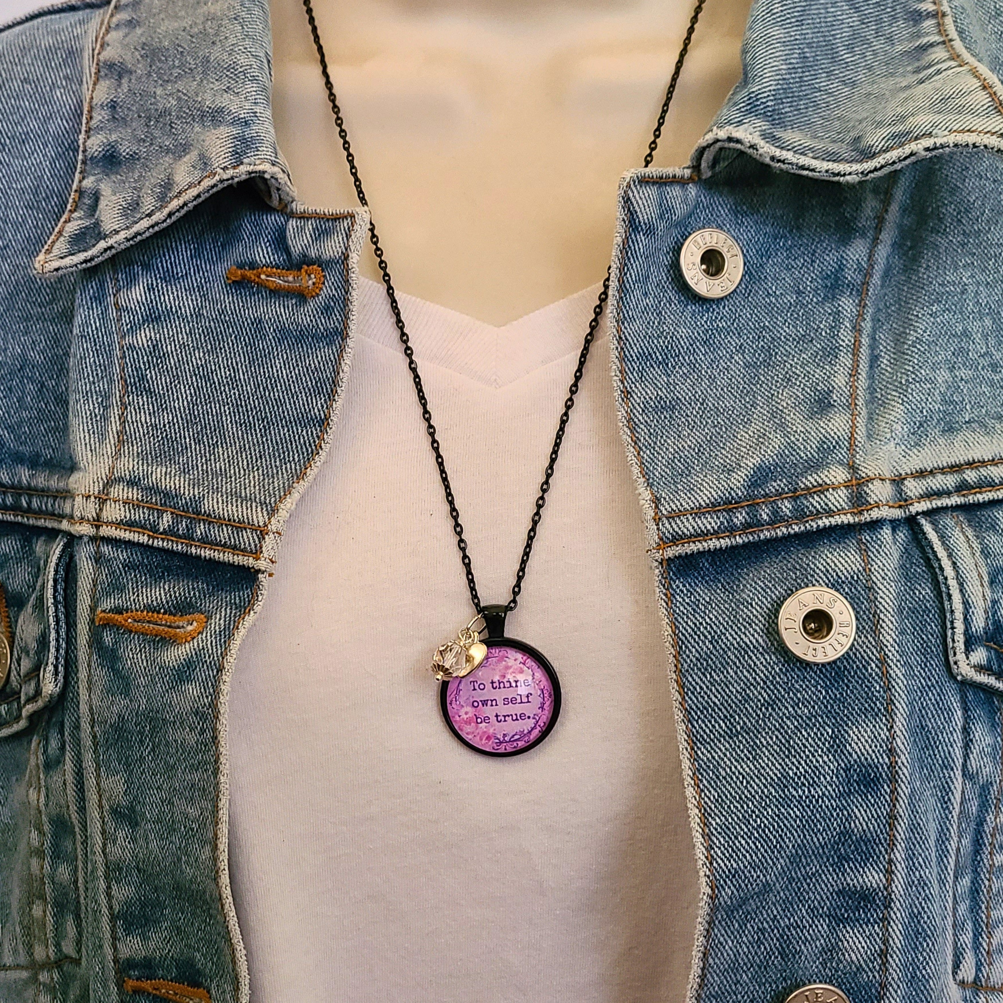 To Thine Own Self Be True Necklace or Keychain — Shakespeare Quote Pendant