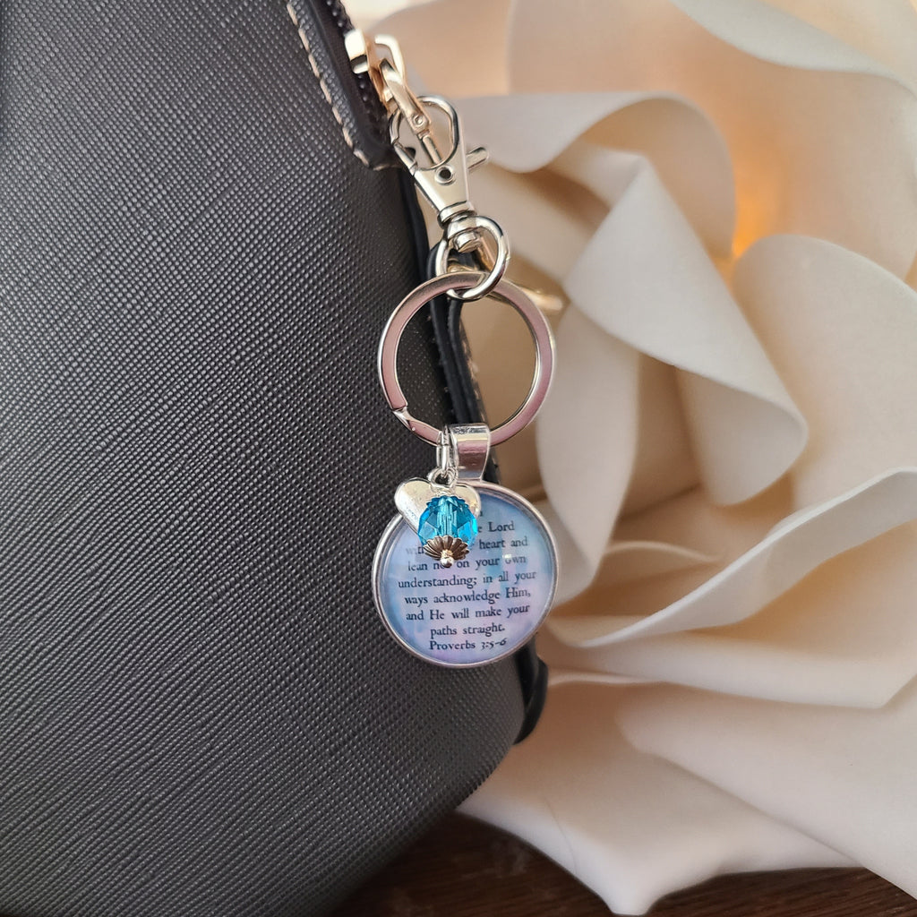 Trust in the Lord Necklace, Proverbs 3:5-6 Scripture Pendant Necklace or Keychain