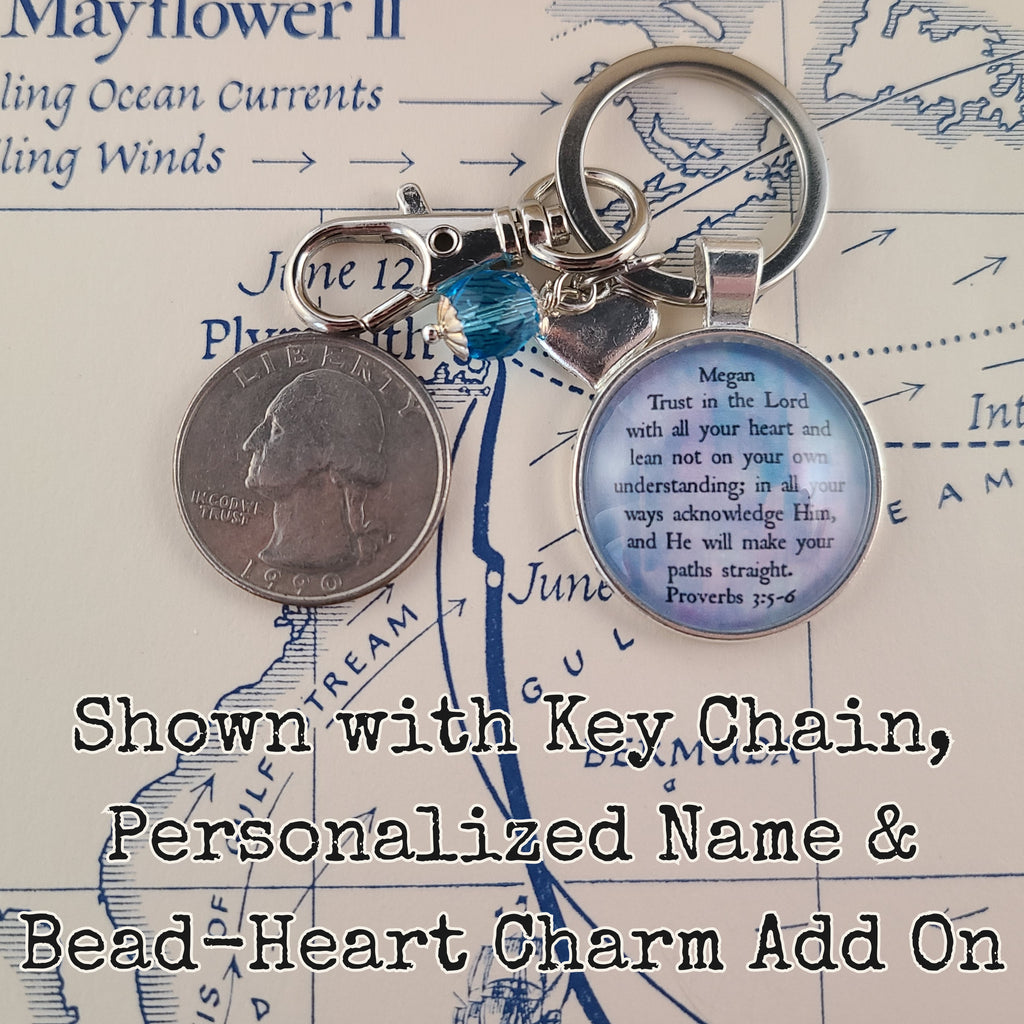 Trust in the Lord Necklace, Proverbs 3:5-6 Scripture Pendant Necklace or Keychain