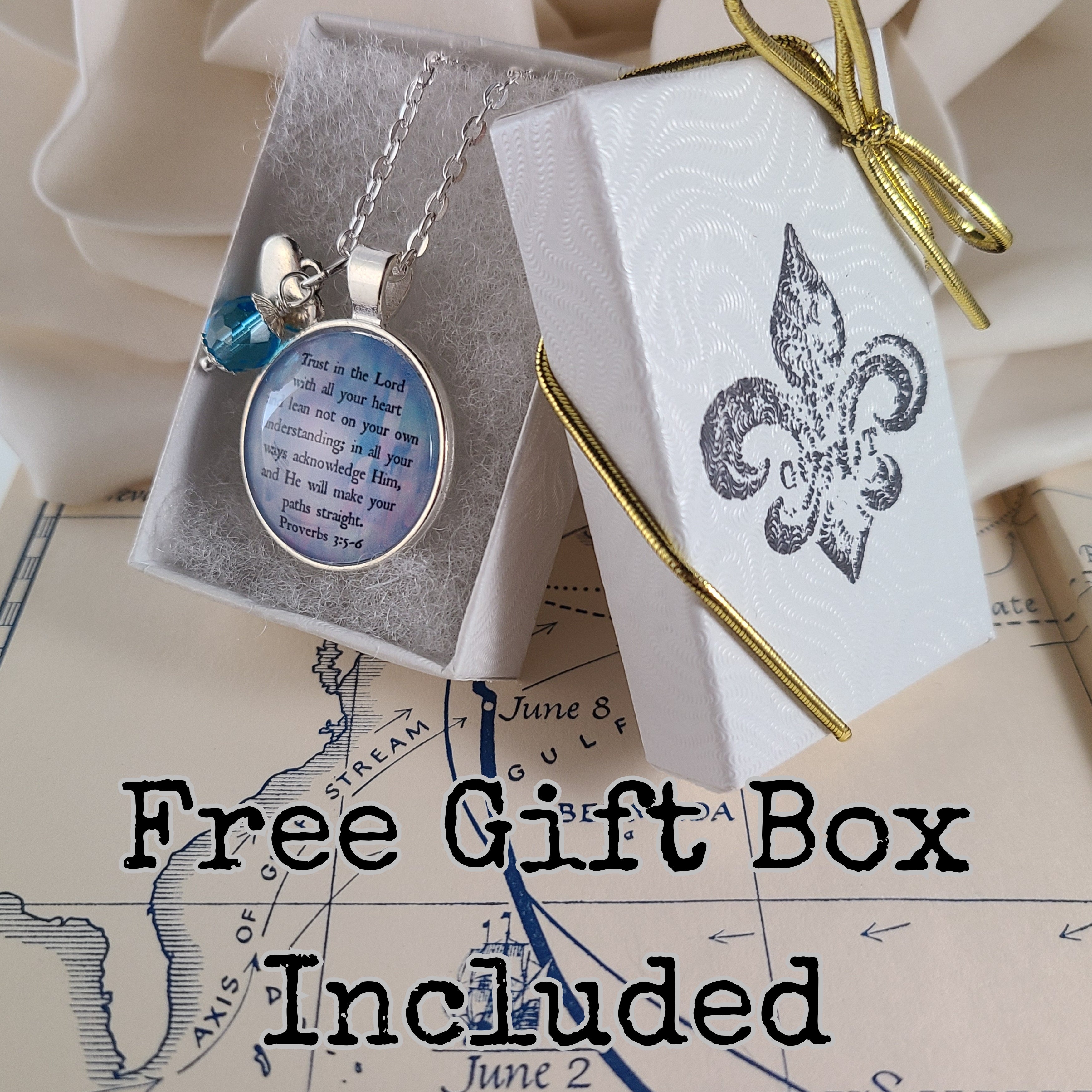 Trust in the Lord Necklace, Proverbs 3:5-6 Scripture Pendant Necklace or Keychain