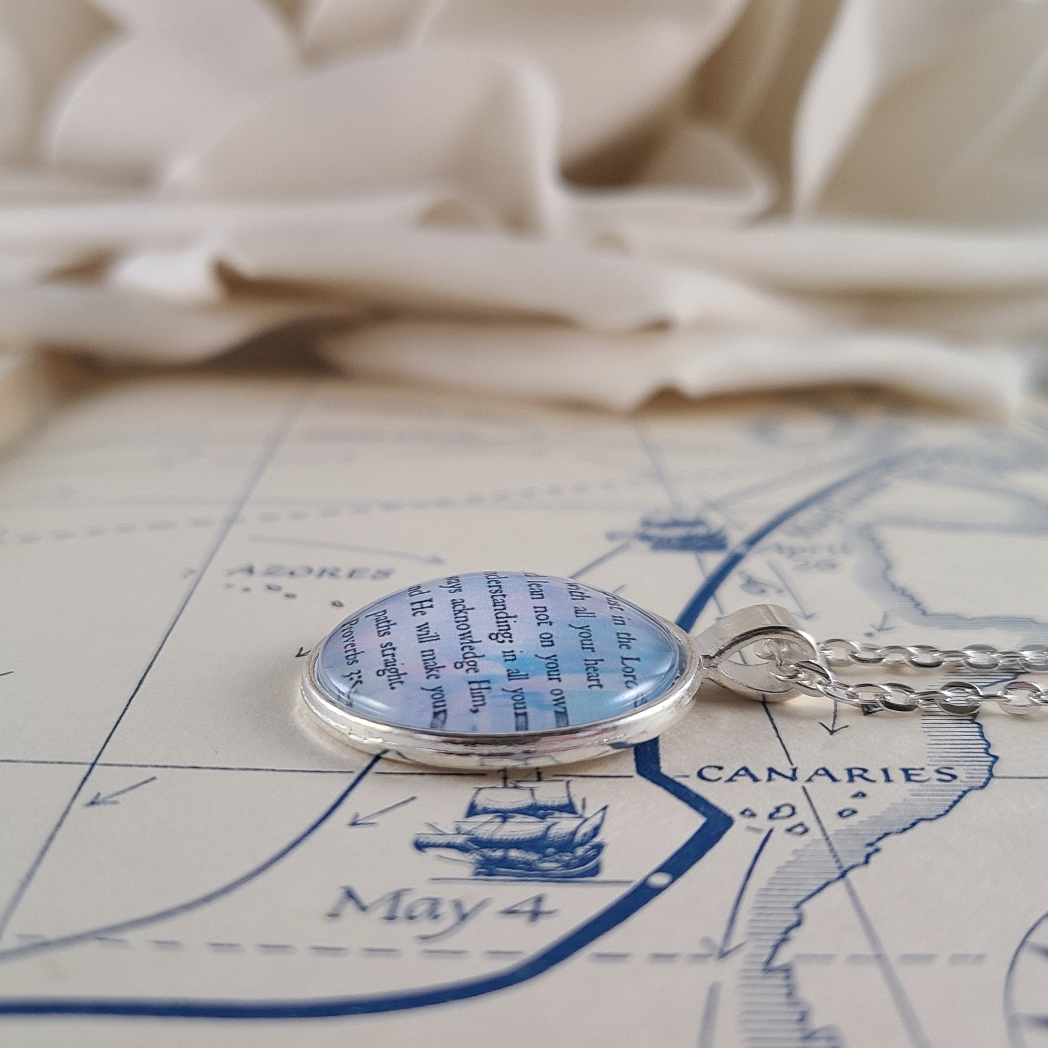 Trust in the Lord Necklace, Proverbs 3:5-6 Scripture Pendant Necklace or Keychain
