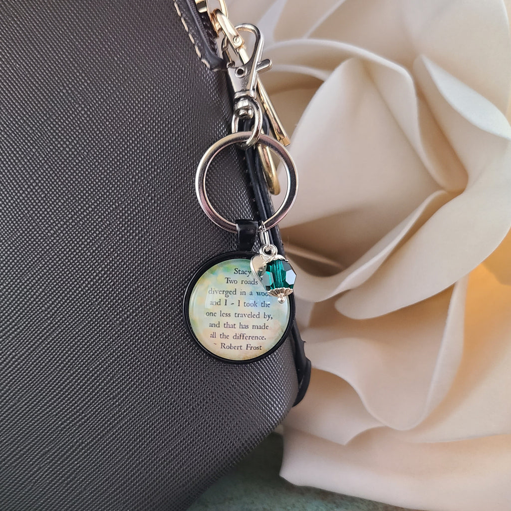 Robert Frost Necklace, The Road Less Traveled, Two Roads Diverged Quote Pendant