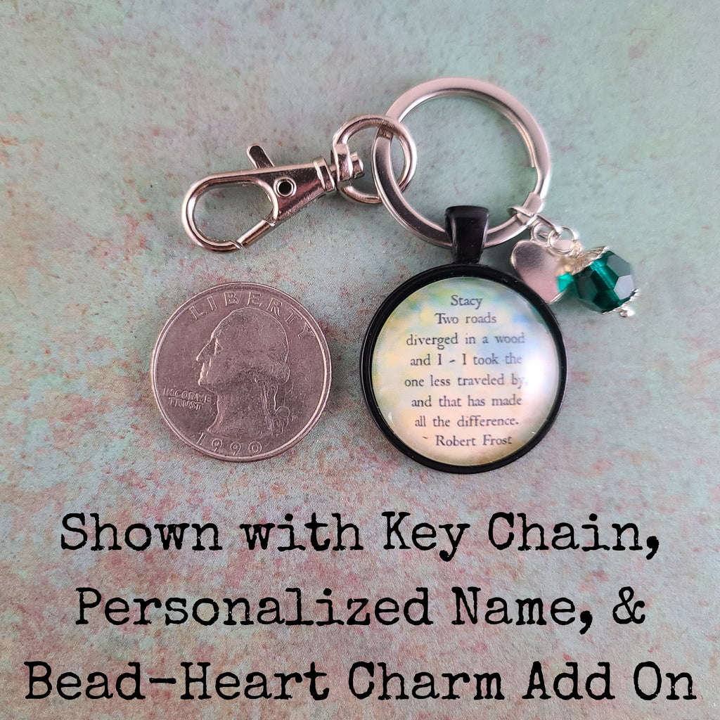 Robert Frost Necklace, The Road Less Traveled, Two Roads Diverged Quote Pendant