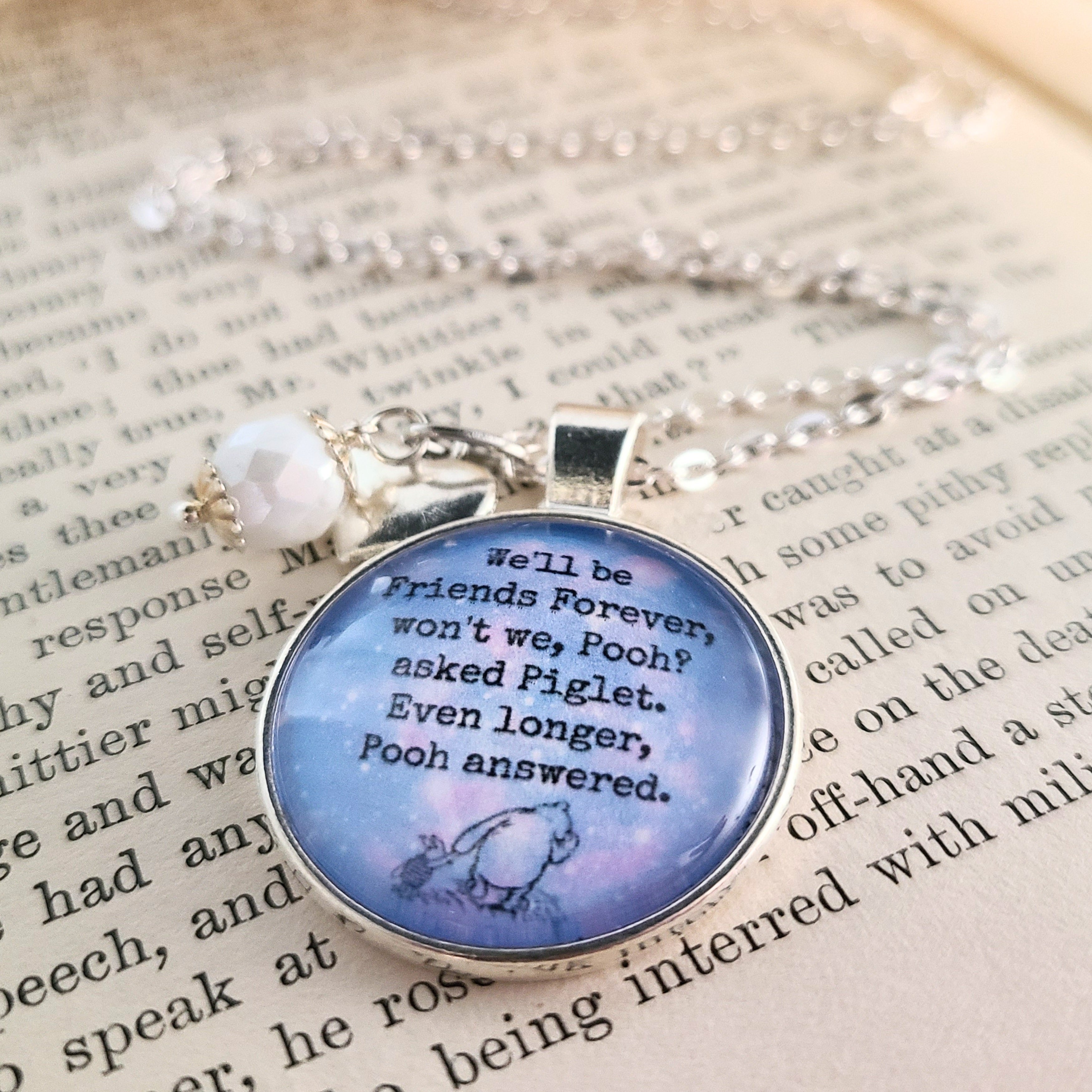 Winnie the Pooh Friends Forever Necklace or Keychain — Pooh & Piglet AA Milne Quote Friendship Gift