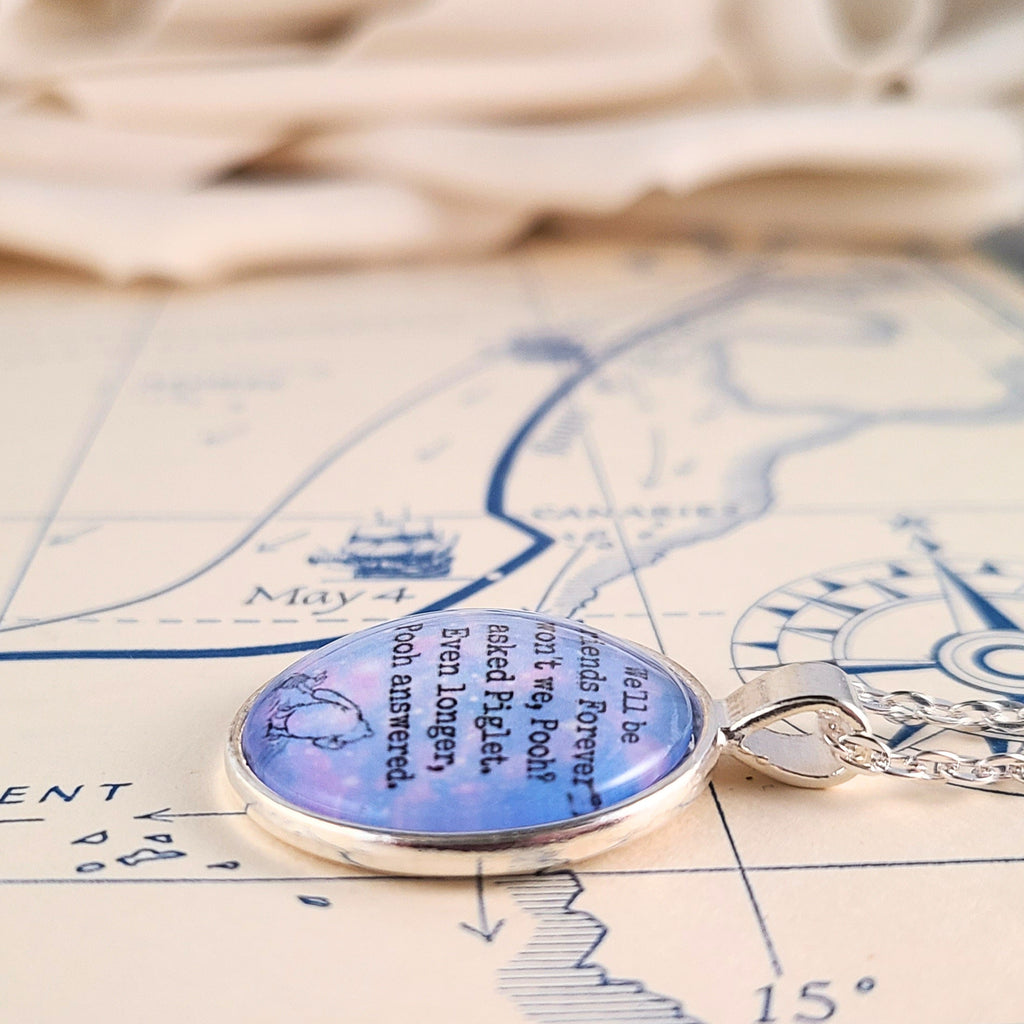 Winnie the Pooh Friends Forever Necklace or Keychain — Pooh & Piglet AA Milne Quote Friendship Gift