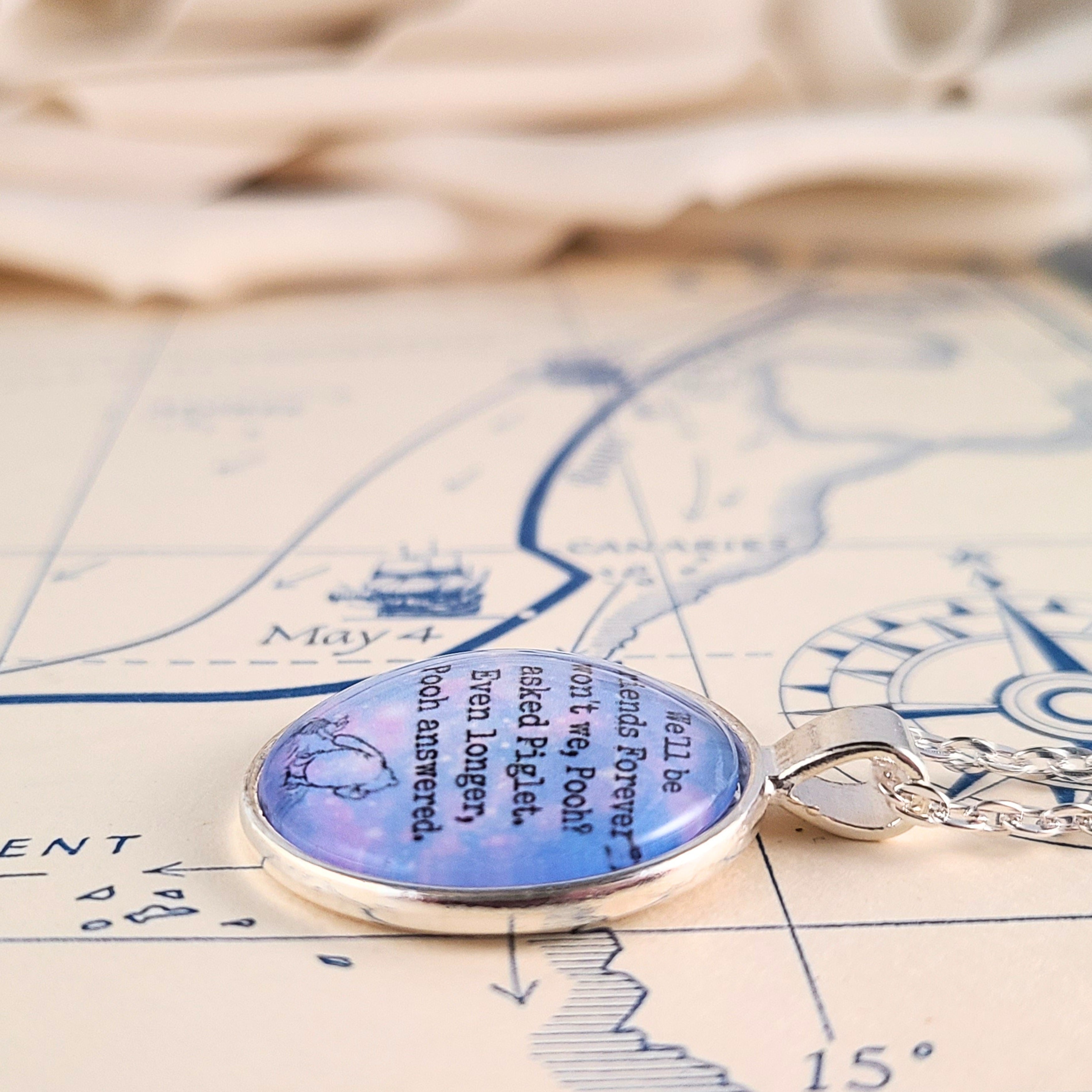Winnie the Pooh Friends Forever Necklace or Keychain — Pooh & Piglet AA Milne Quote Friendship Gift