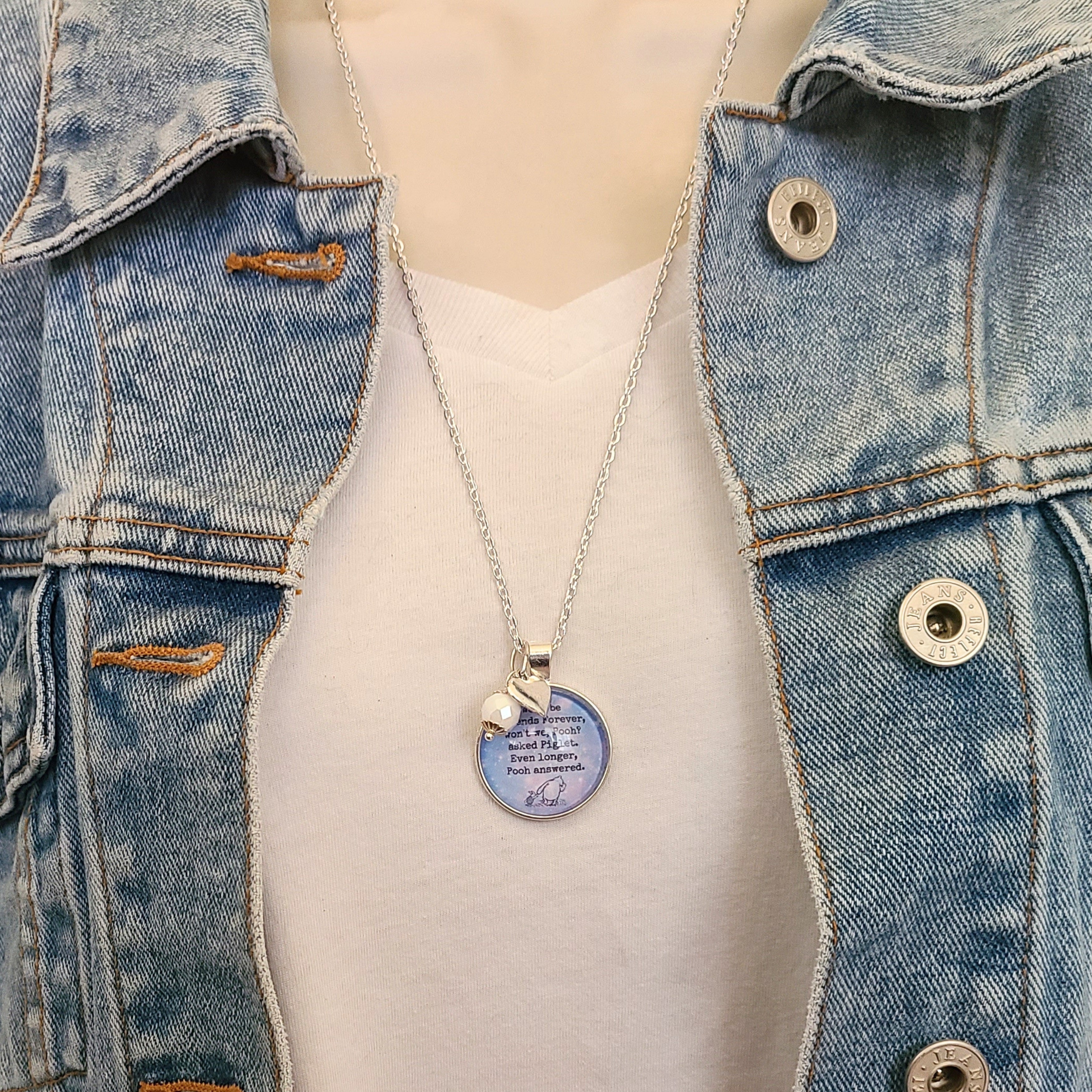 Winnie the Pooh Friends Forever Necklace or Keychain — Pooh & Piglet AA Milne Quote Friendship Gift