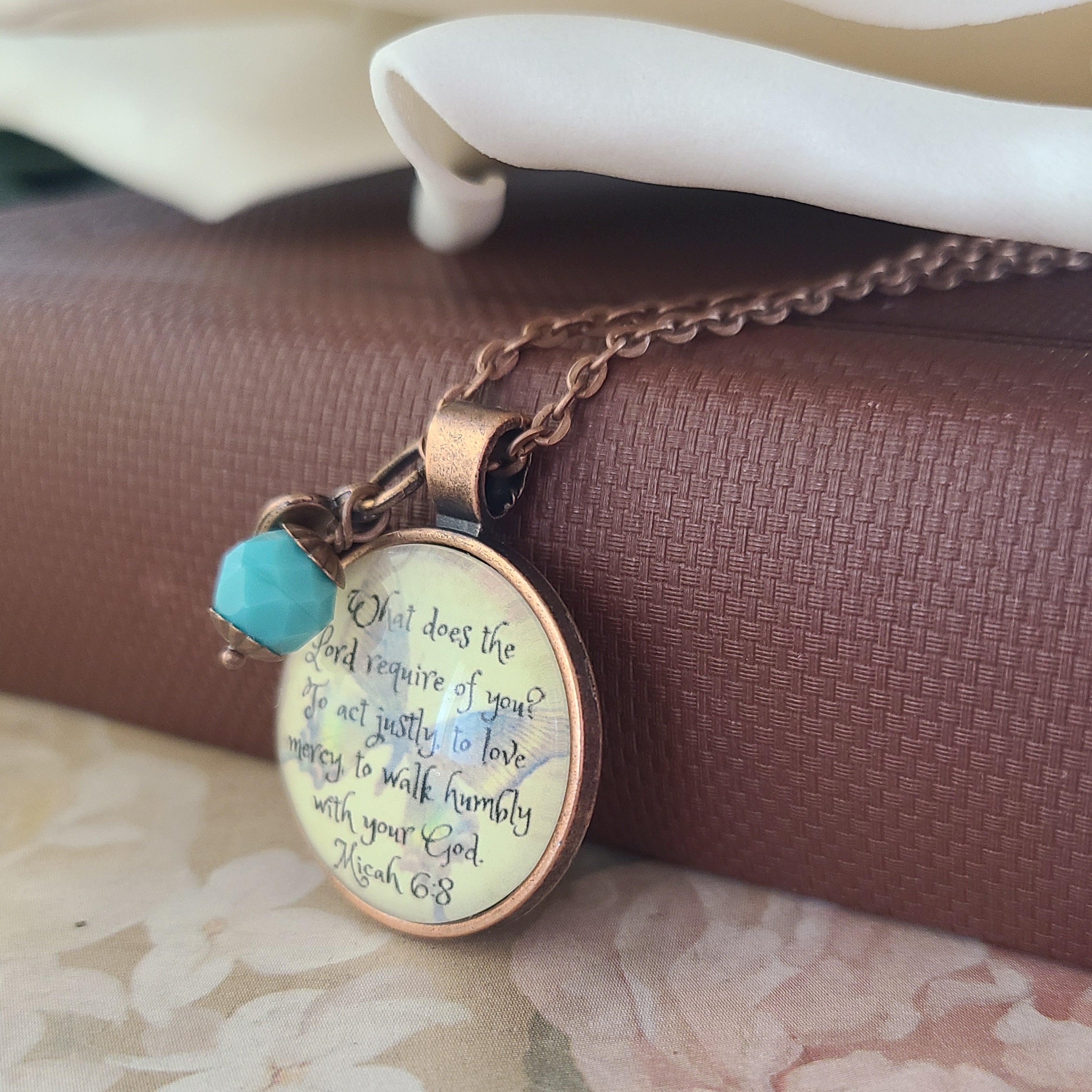 Micah 6:8 Bible Verse Necklace or Keychain | Act Justly Love Mercy | Christian Scripture Gift, Church Gift, Christian Birthday Gift for Her | Personalized