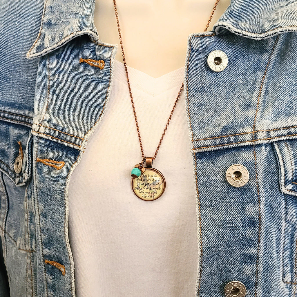 Micah 6:8 Bible Verse Necklace or Keychain | Act Justly Love Mercy | Christian Scripture Gift, Church Gift, Christian Birthday Gift for Her | Personalized