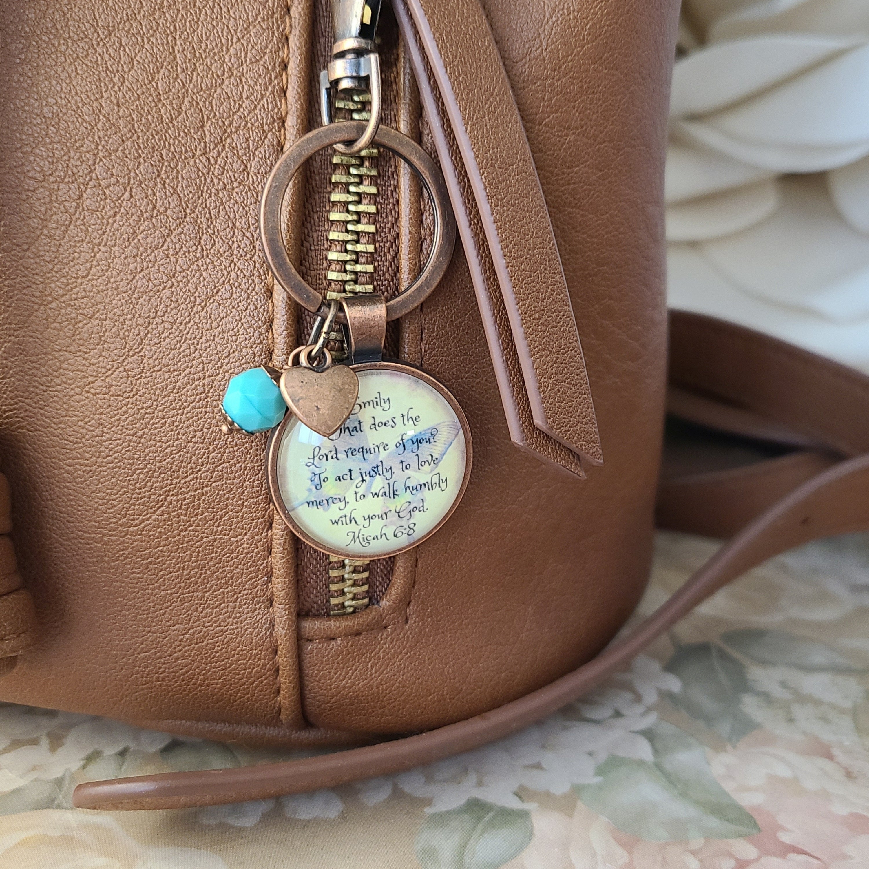 Micah 6:8 Bible Verse Necklace or Keychain | Act Justly Love Mercy | Christian Scripture Gift, Church Gift, Christian Birthday Gift for Her | Personalized