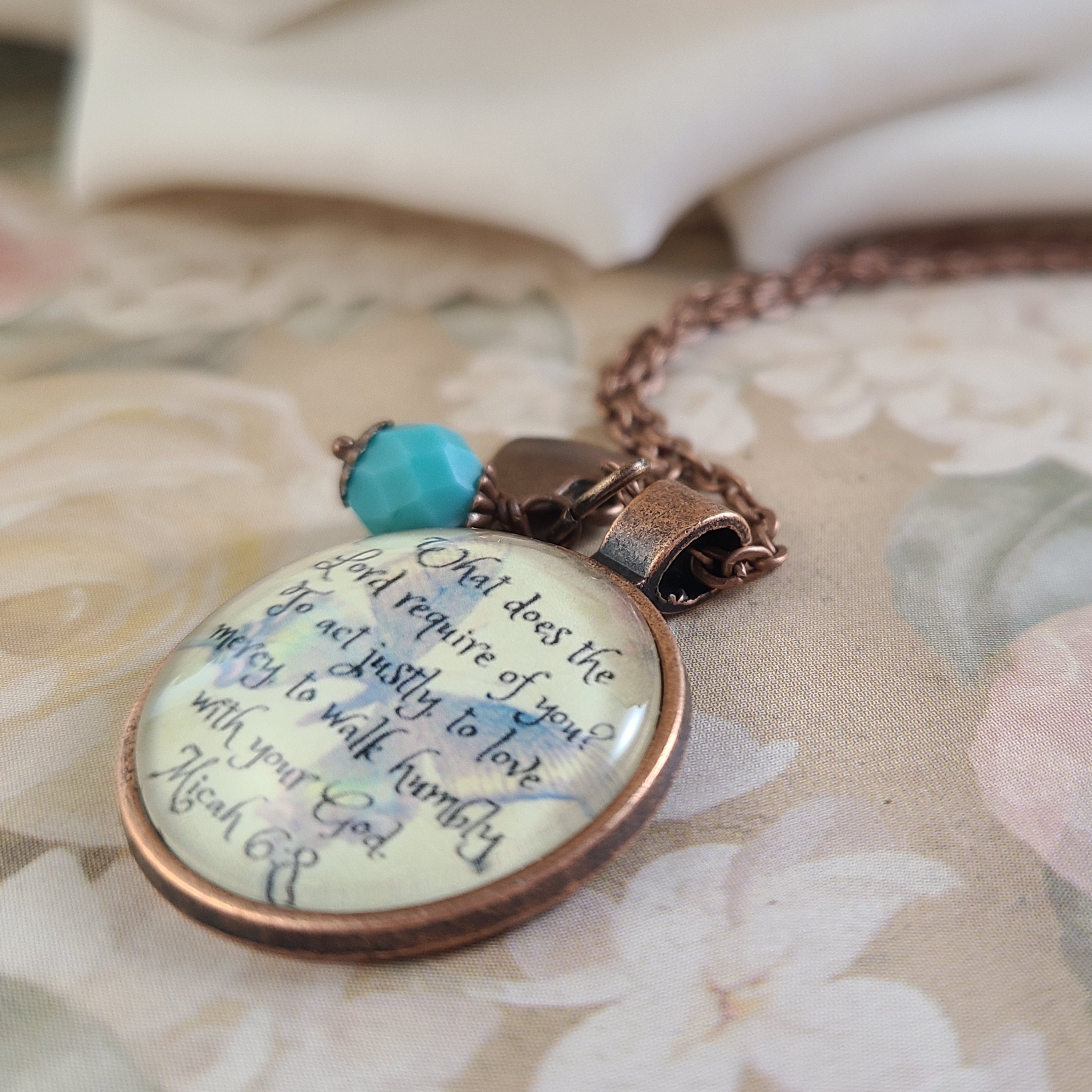 Micah 6:8 Bible Verse Necklace or Keychain | Act Justly Love Mercy | Christian Scripture Gift, Church Gift, Christian Birthday Gift for Her | Personalized