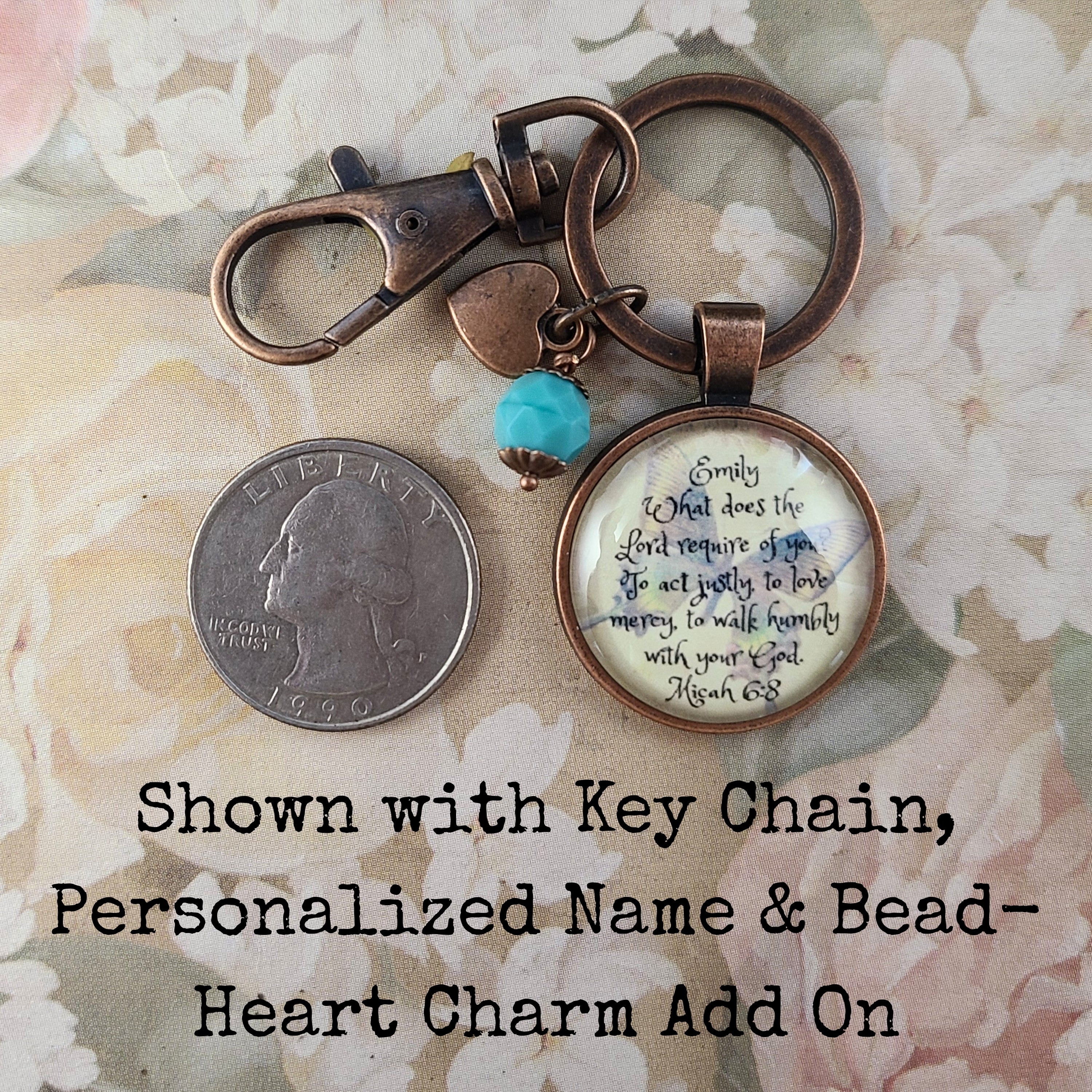Micah 6:8 Bible Verse Necklace or Keychain | Act Justly Love Mercy | Christian Scripture Gift, Church Gift, Christian Birthday Gift for Her | Personalized