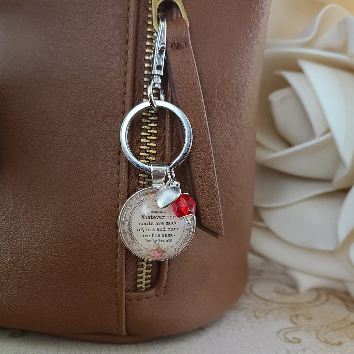 Emily Bronte Quote Necklace or Keychain, Whatever Our Souls Are Made Of His and Mine Are the Same, Wuthering Heights Gift, Personalized Name