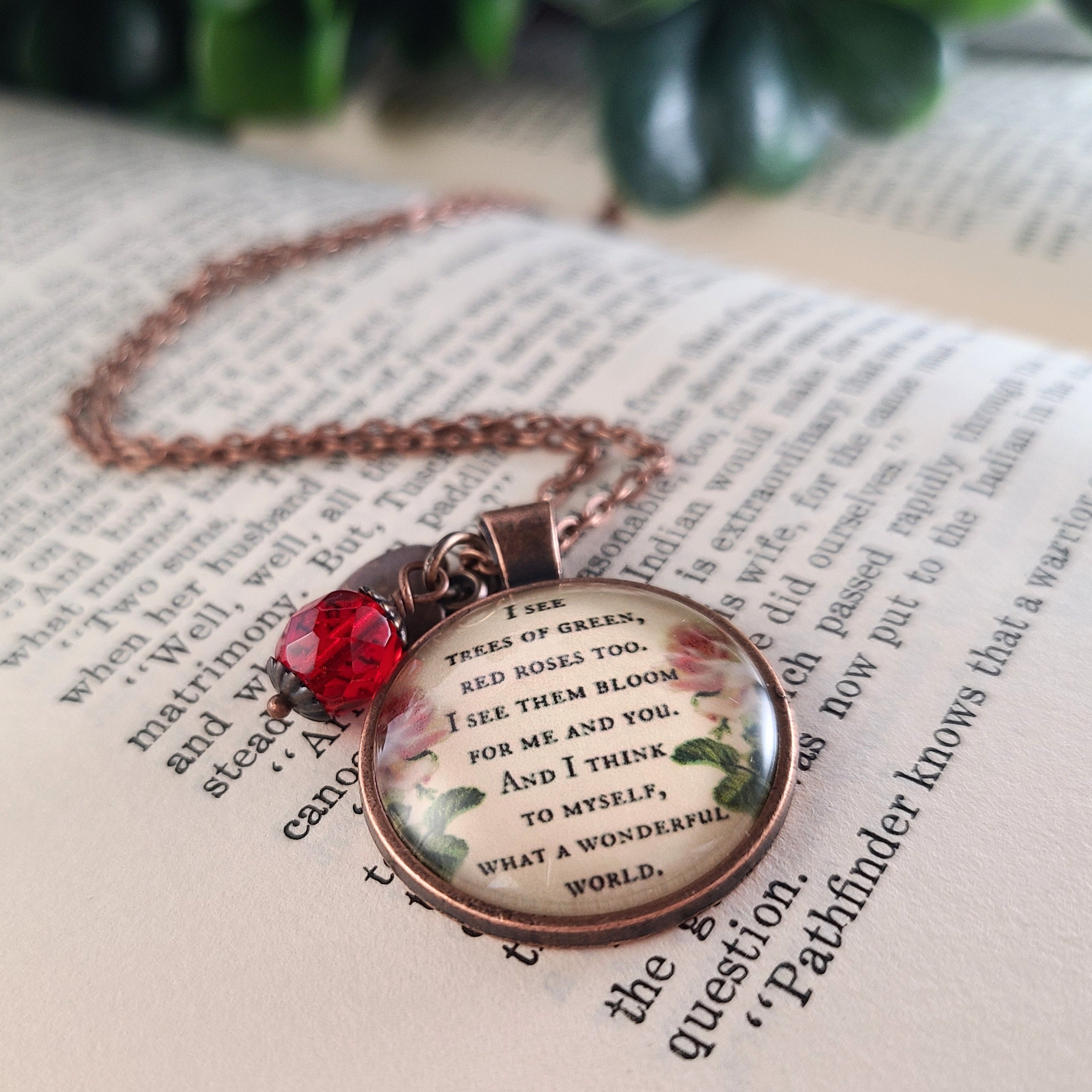 What a Wonderful World Necklace or Keychain | Louis Armstrong Song Quote | Music Lover Gift, Nature Lover Gift, Inspirational Gift for Her | Personalized
