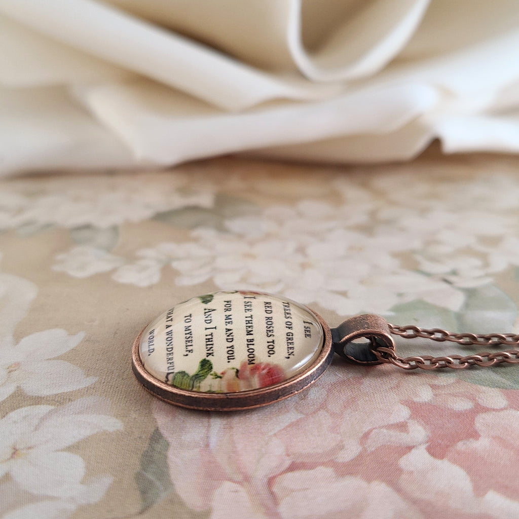 What a Wonderful World Necklace or Keychain | Louis Armstrong Song Quote | Music Lover Gift, Nature Lover Gift, Inspirational Gift for Her | Personalized