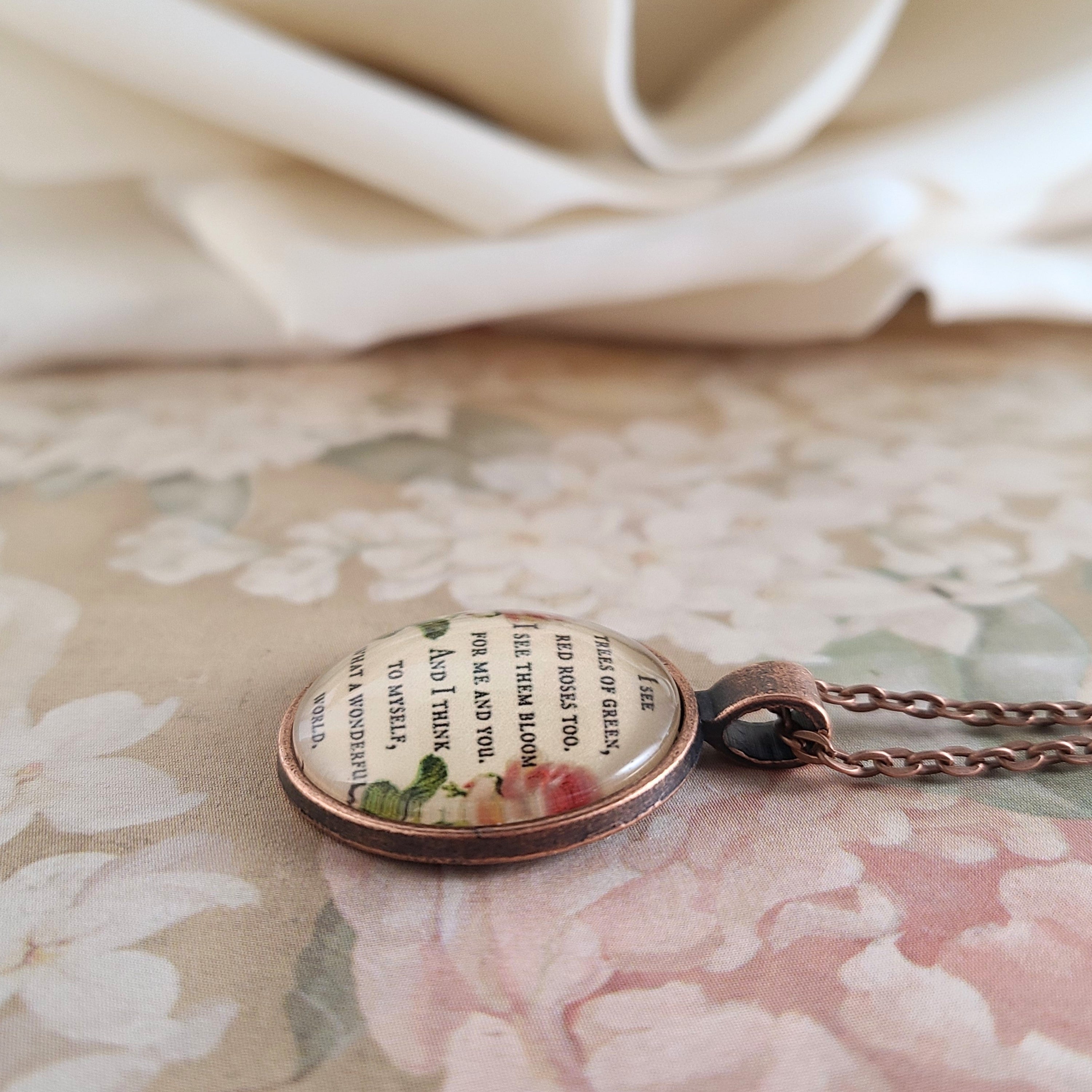 What a Wonderful World Necklace or Keychain | Louis Armstrong Song Quote | Music Lover Gift, Nature Lover Gift, Inspirational Gift for Her | Personalized