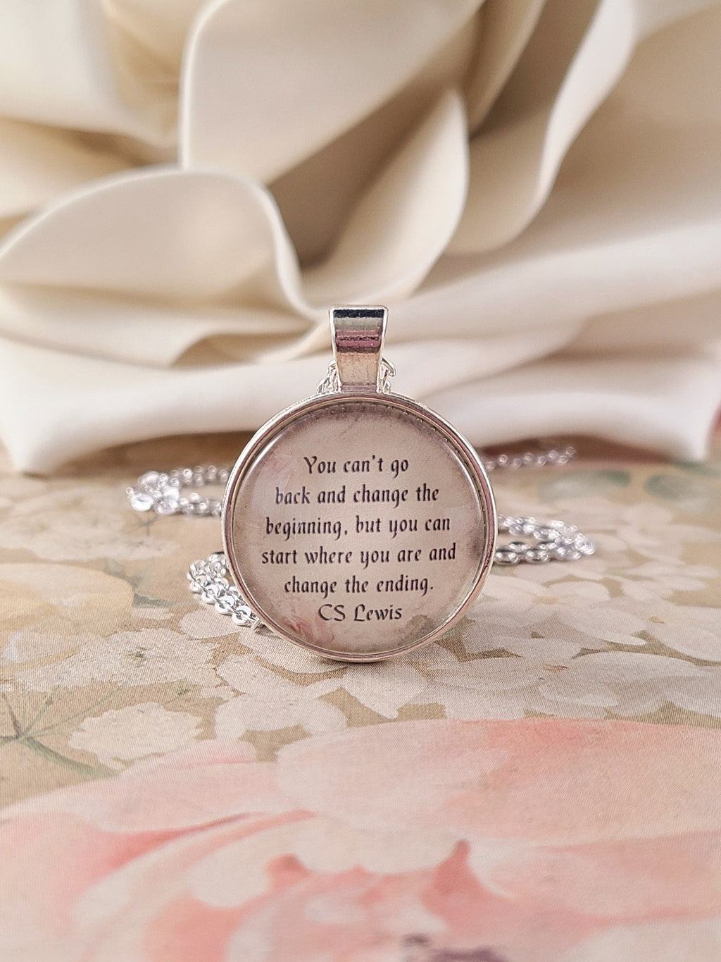 C.S. Lewis You Can't Go Back Necklace | Change the Ending Quote | Inspirational Gift, Graduation Gift, New Beginning Gift | Personalized | Keychain