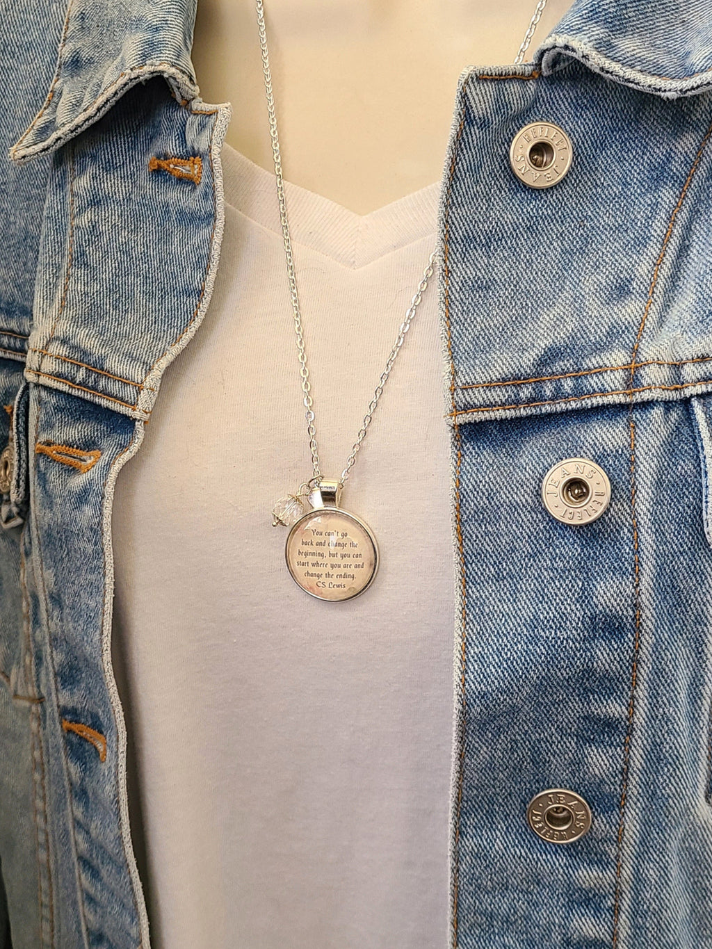 C.S. Lewis You Can't Go Back Necklace | Change the Ending Quote | Inspirational Gift, Graduation Gift, New Beginning Gift | Personalized | Keychain