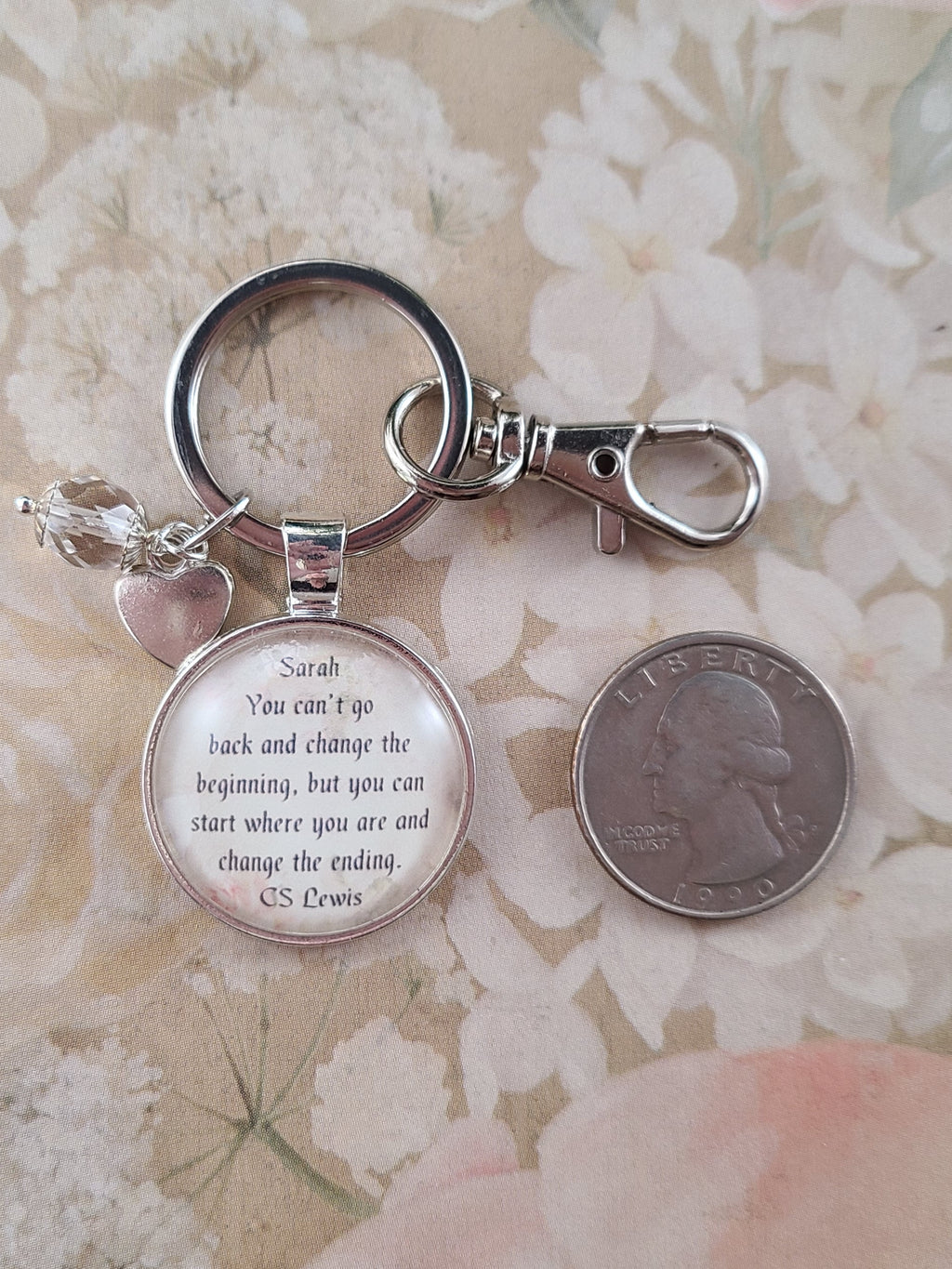 C.S. Lewis You Can't Go Back Necklace | Change the Ending Quote | Inspirational Gift, Graduation Gift, New Beginning Gift | Personalized | Keychain