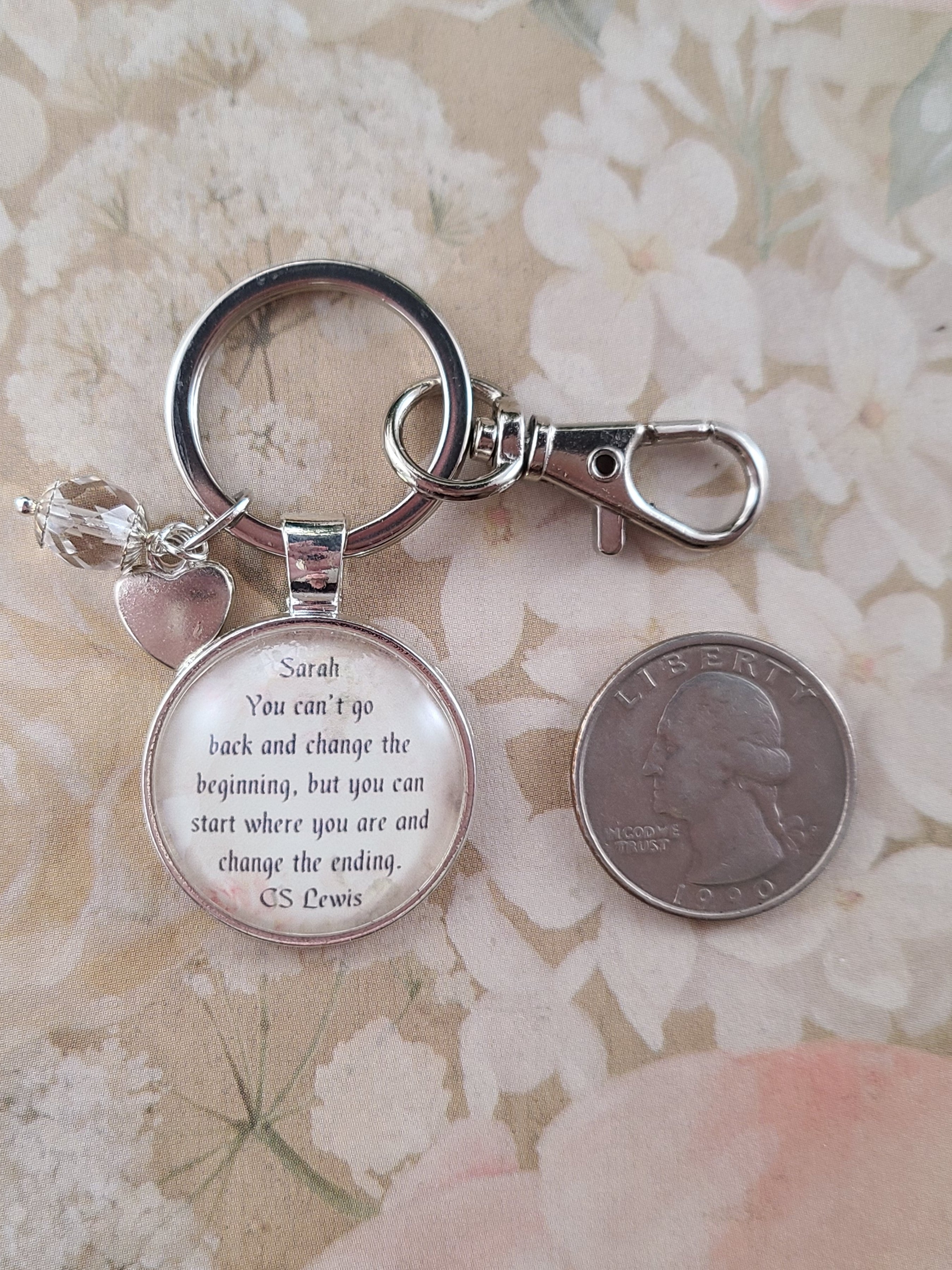 C.S. Lewis You Can't Go Back Necklace | Change the Ending Quote | Inspirational Gift, Graduation Gift, New Beginning Gift | Personalized | Keychain