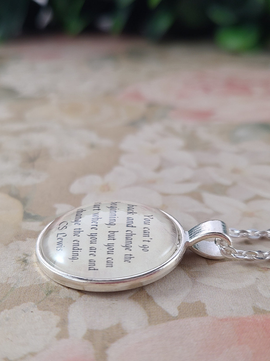 C.S. Lewis You Can't Go Back Necklace | Change the Ending Quote | Inspirational Gift, Graduation Gift, New Beginning Gift | Personalized | Keychain