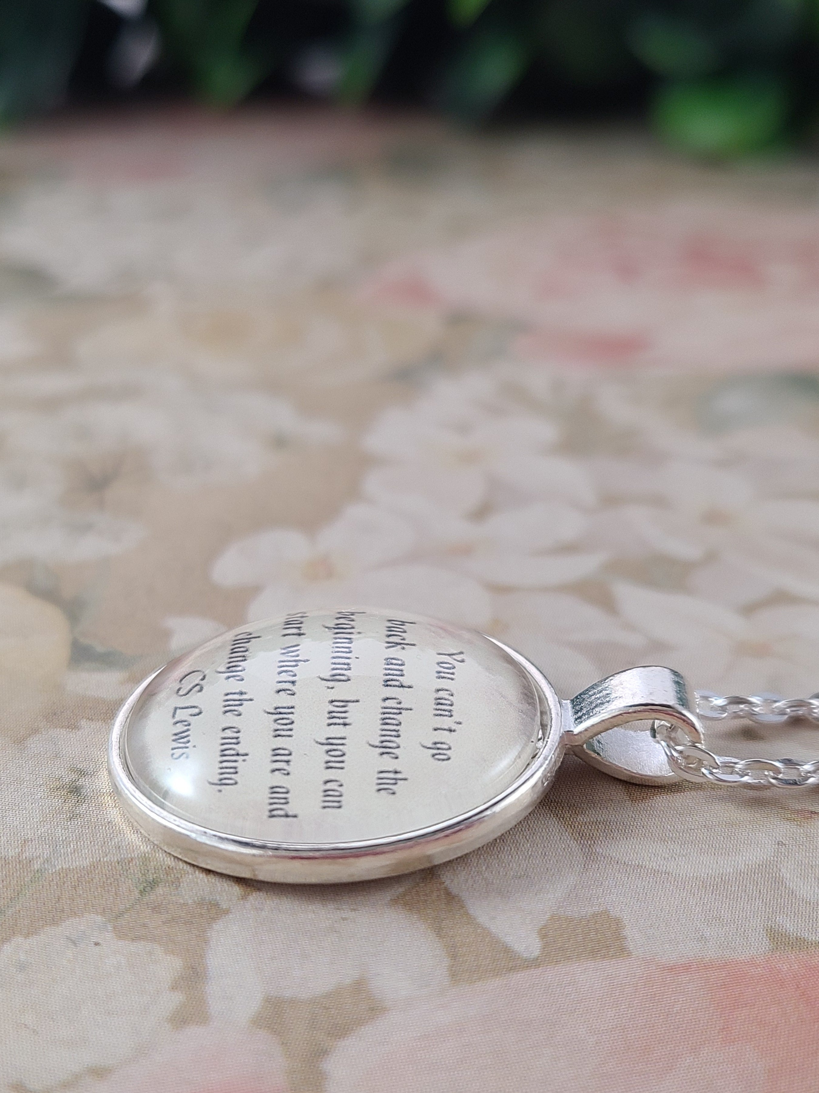 C.S. Lewis You Can't Go Back Necklace | Change the Ending Quote | Inspirational Gift, Graduation Gift, New Beginning Gift | Personalized | Keychain