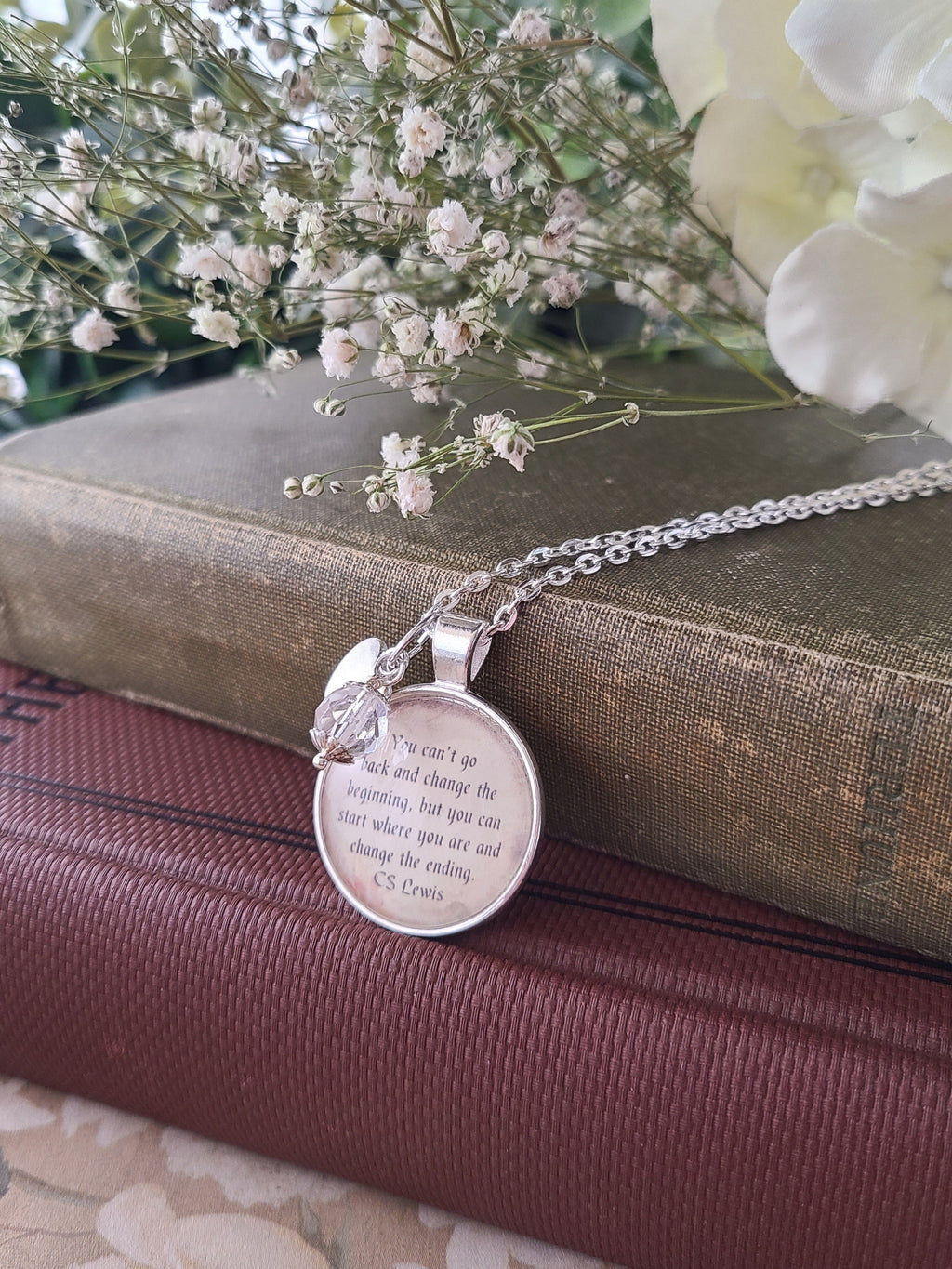 C.S. Lewis You Can't Go Back Necklace | Change the Ending Quote | Inspirational Gift, Graduation Gift, New Beginning Gift | Personalized | Keychain